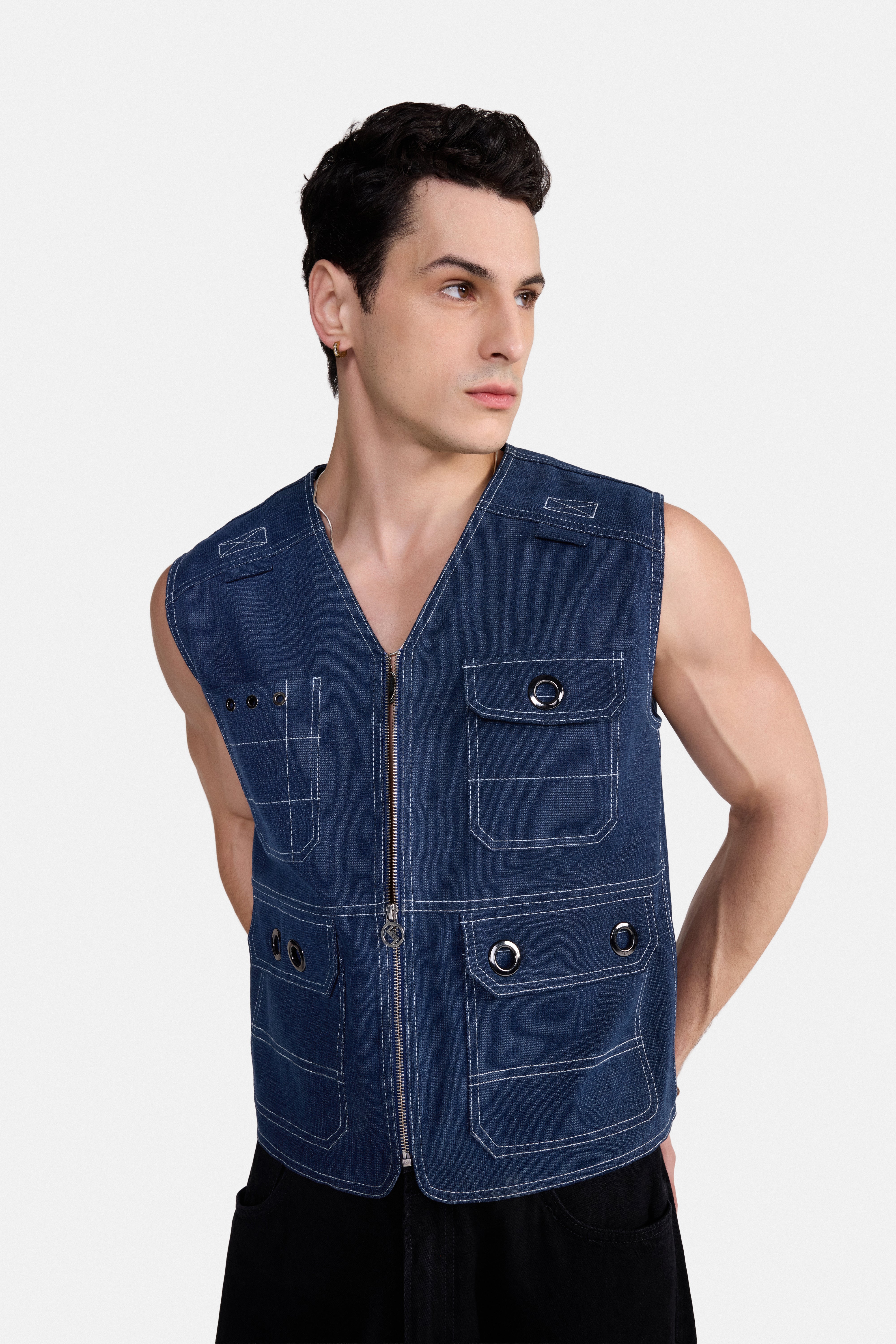 RIOT - DENIM UTILITY GILET