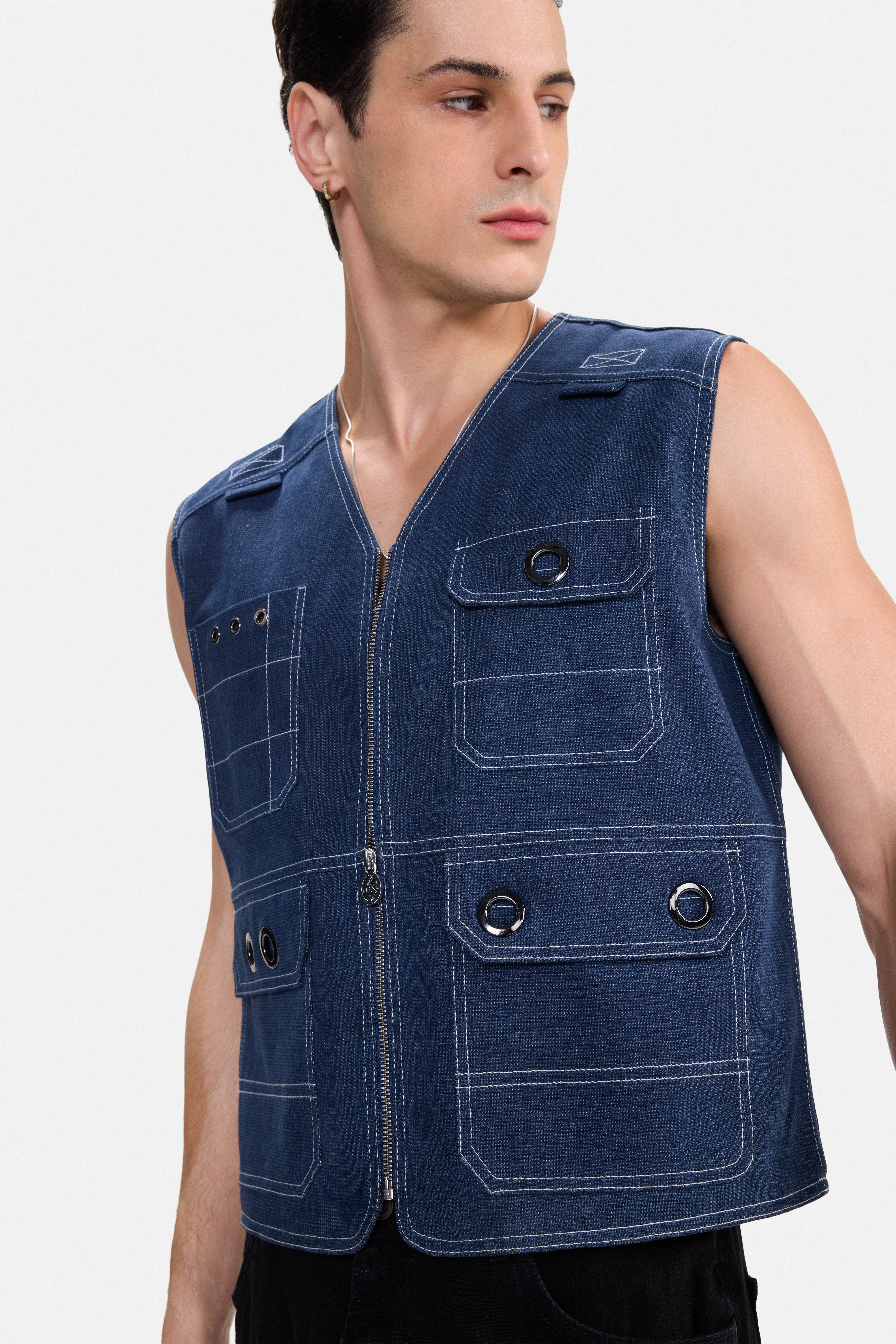 RIOT - DENIM UTILITY GILET