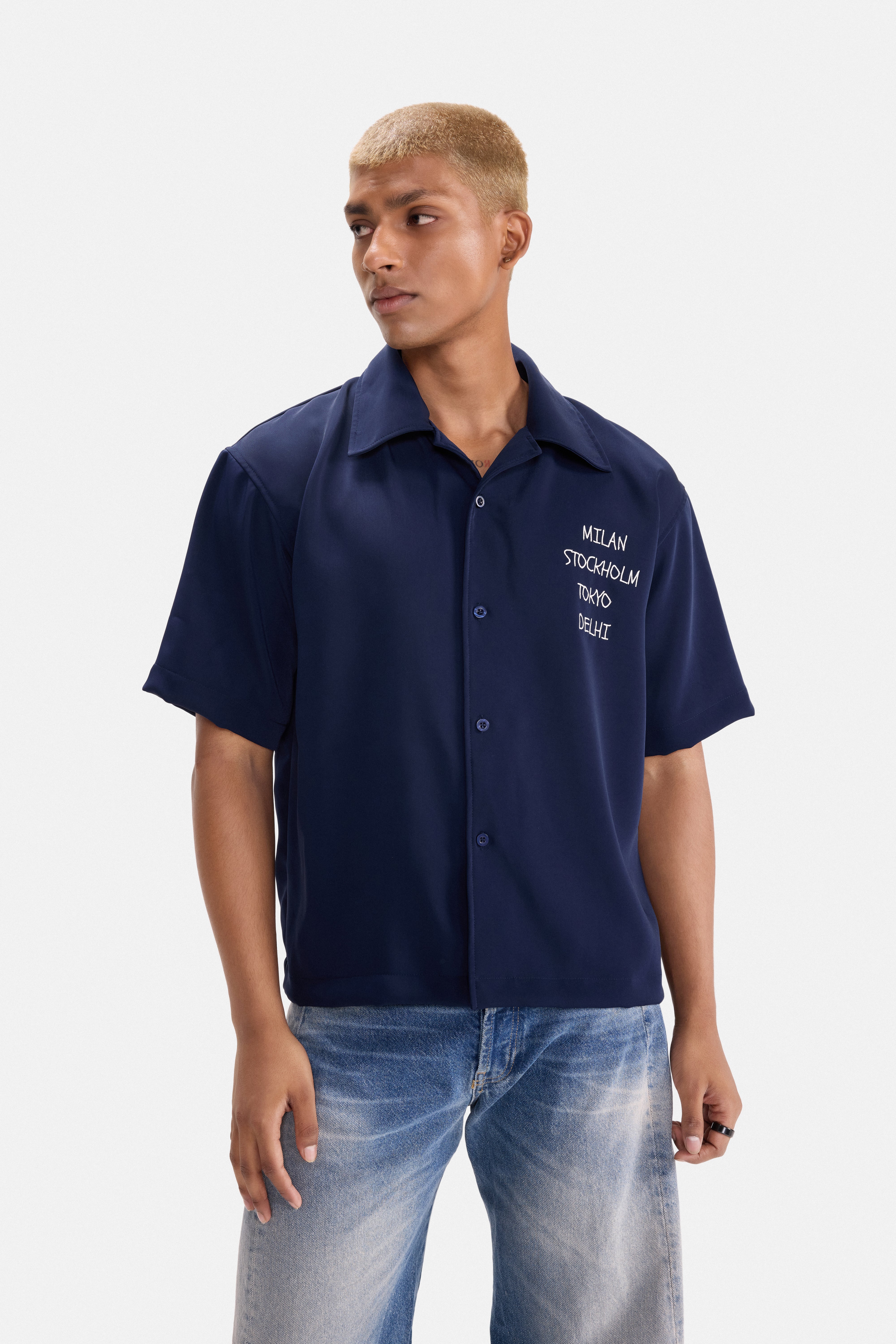 WORLD TOUR - Navy BOWLING SHIRT
