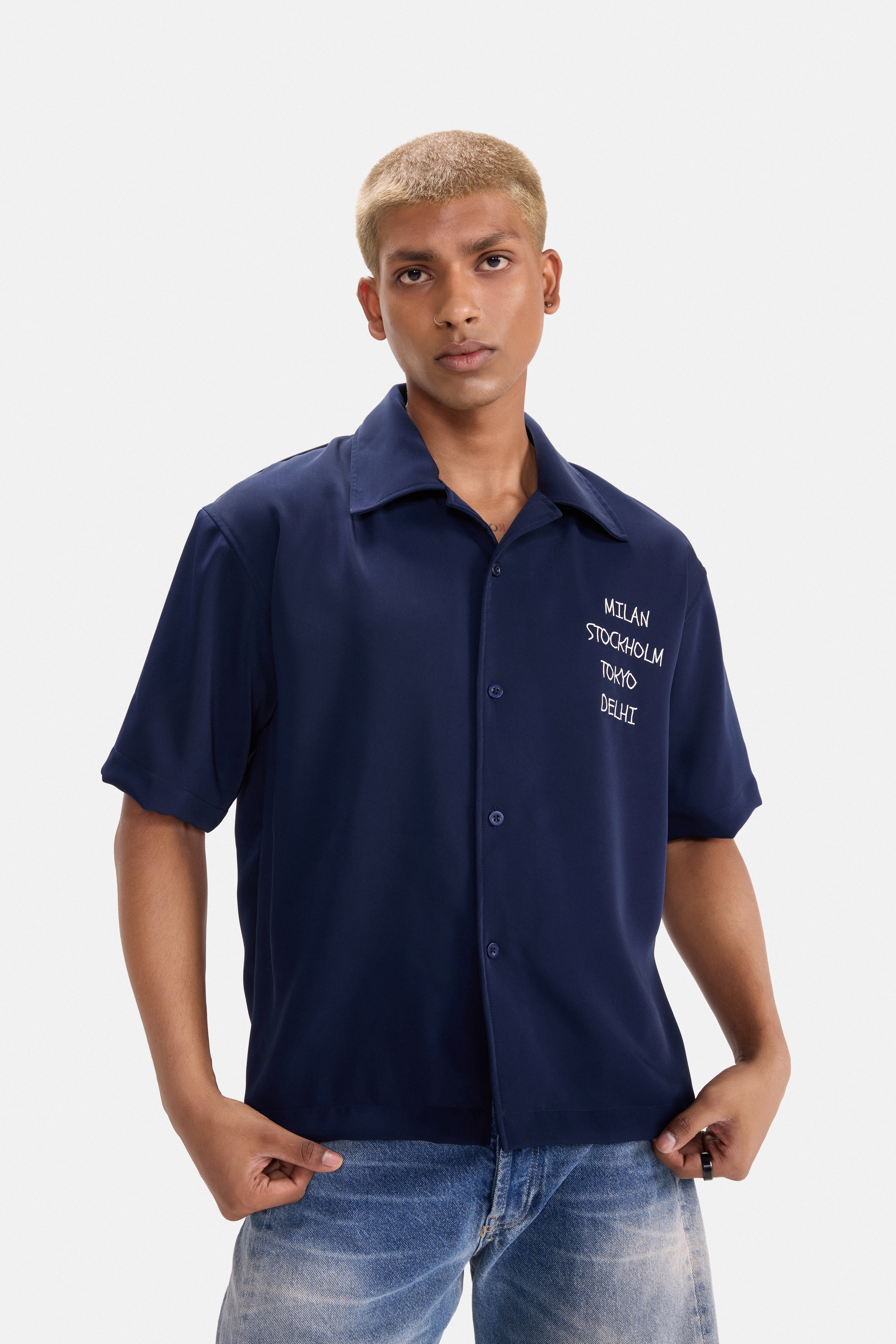WORLD TOUR - Navy BOWLING SHIRT