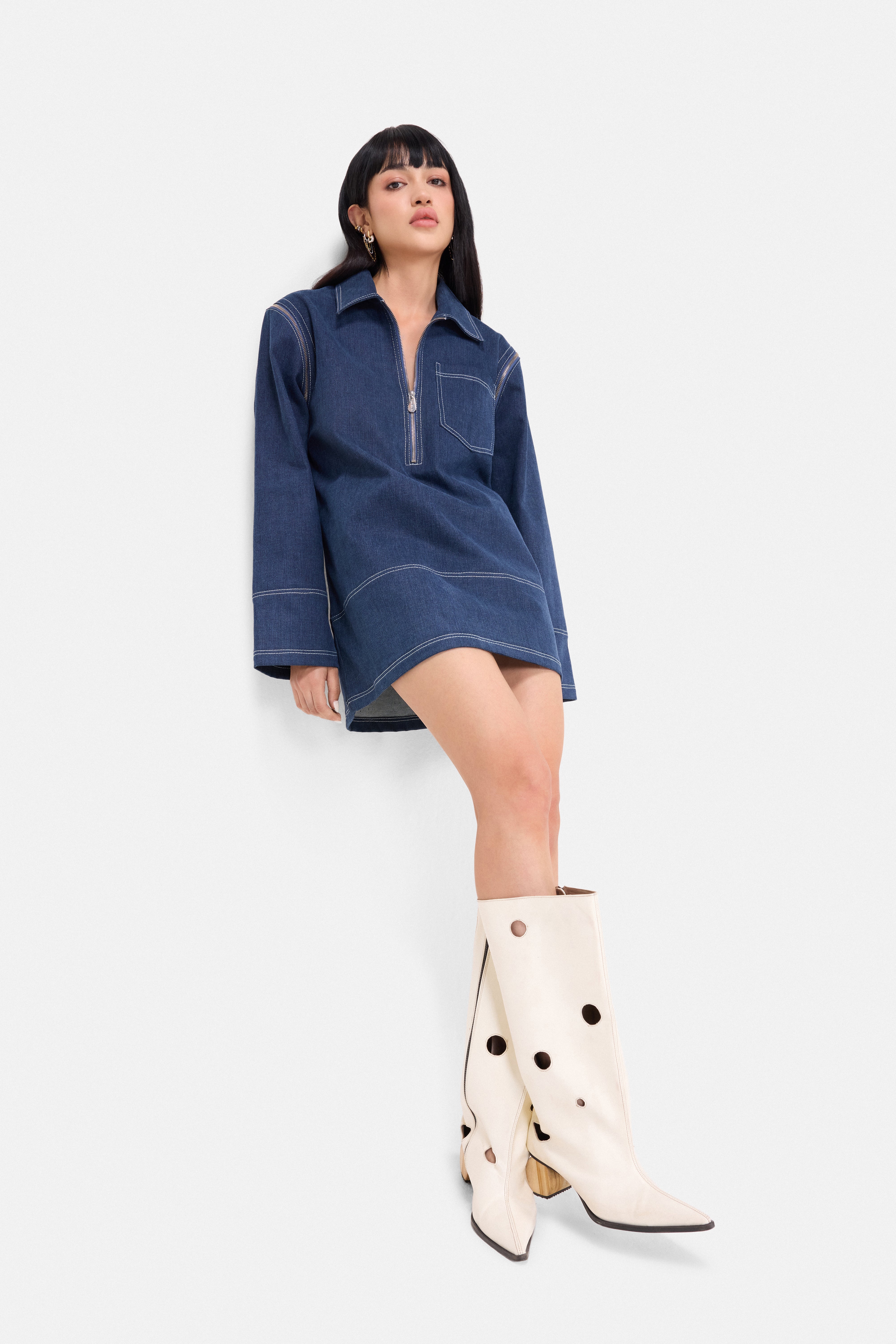MOOD SWINGS - ZIP-OFF SLEEVE MINI DRESS