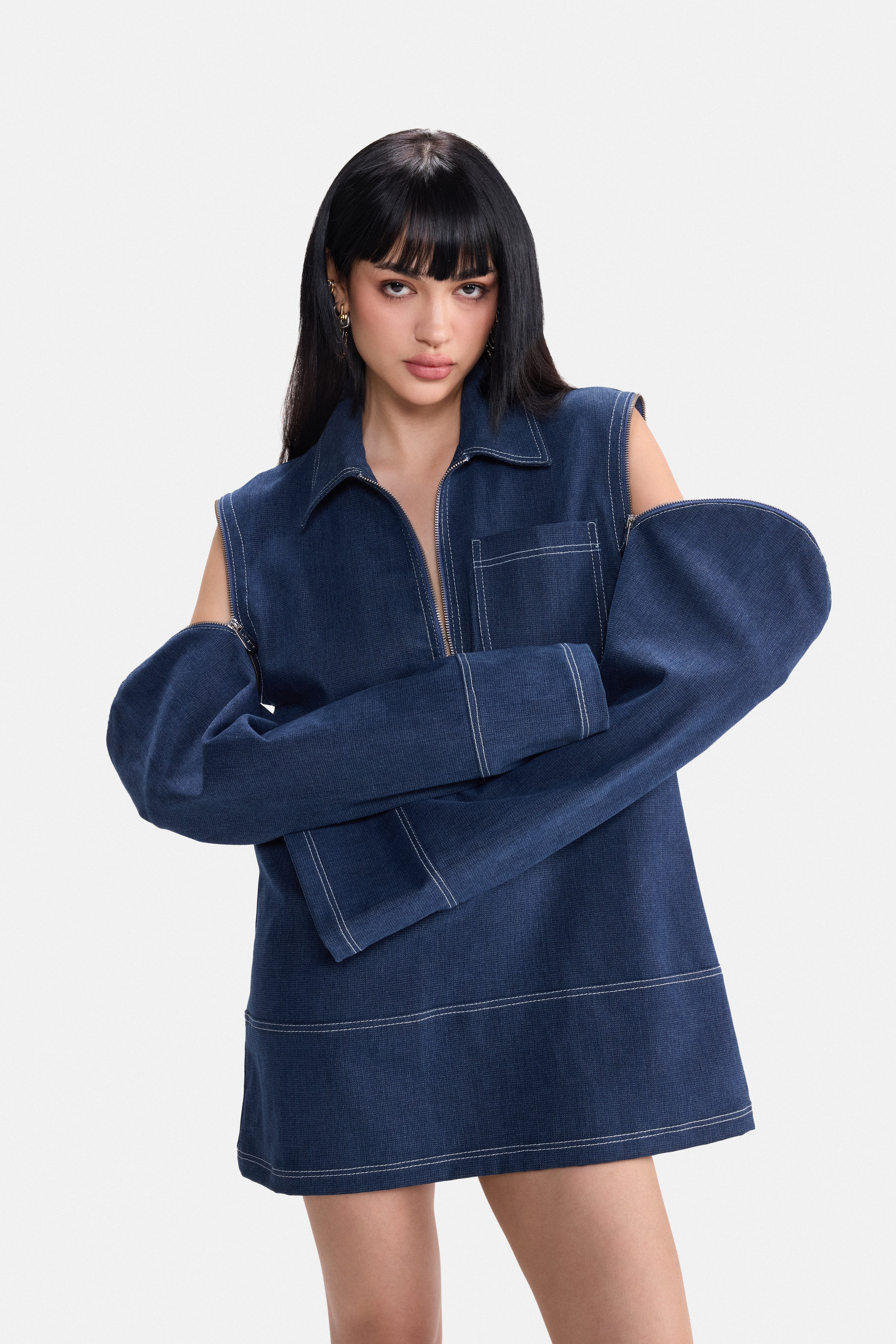 MOOD SWINGS - ZIP-OFF SLEEVE MINI DRESS