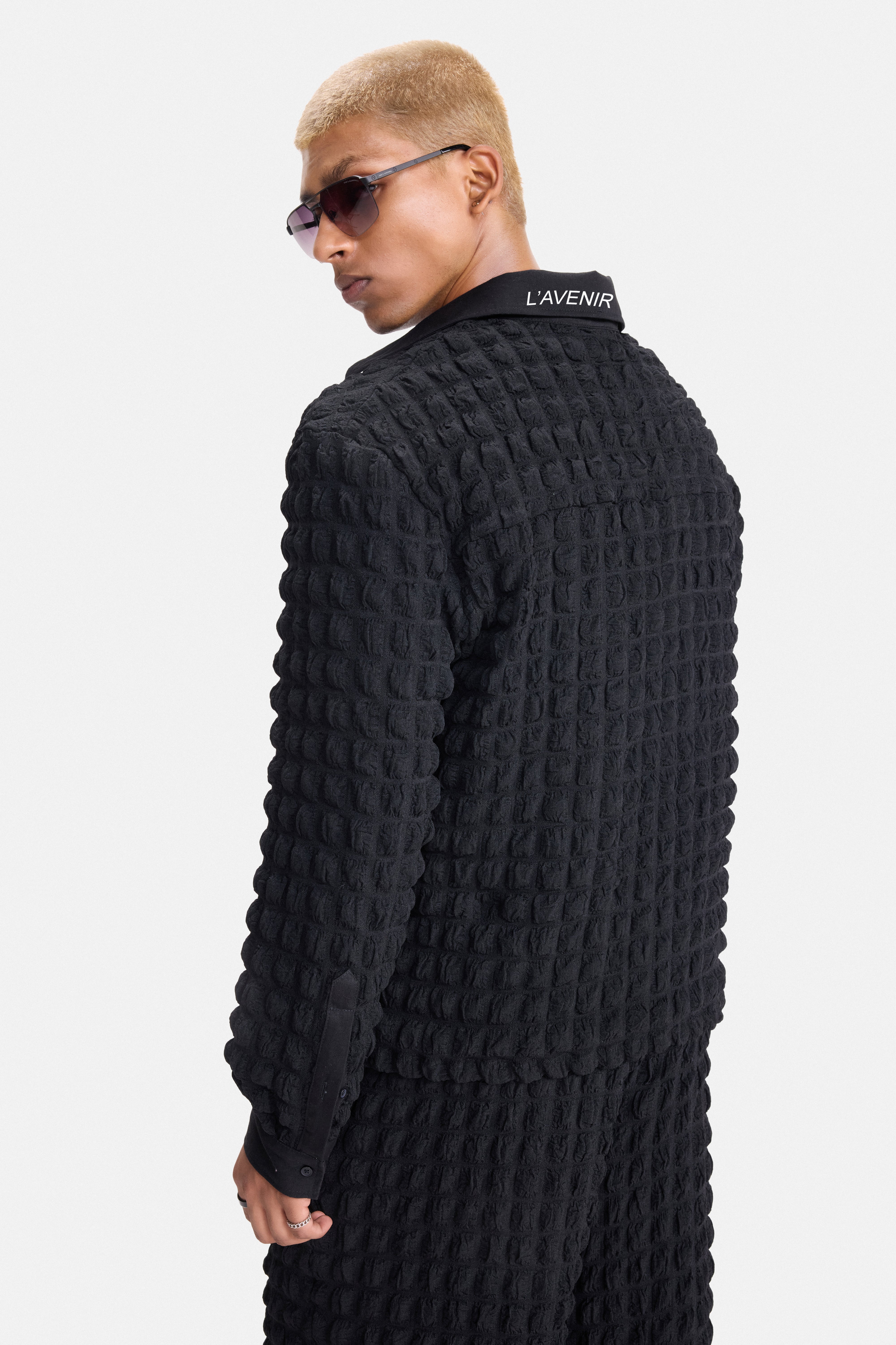 PURE CHAOS – Black Stretch Waffle Shirt