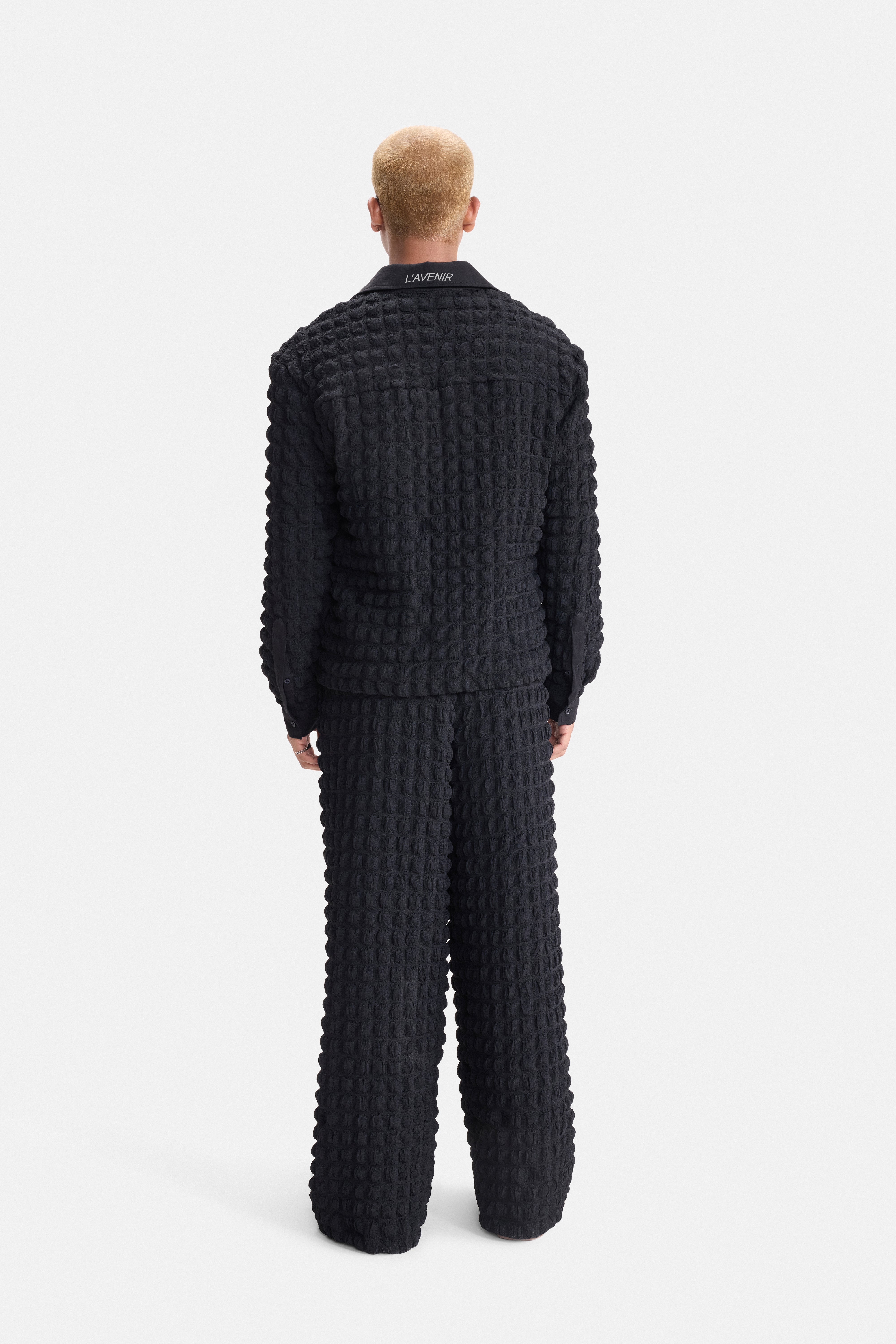 PURE CHAOS – Black Stretch Waffle Pants
