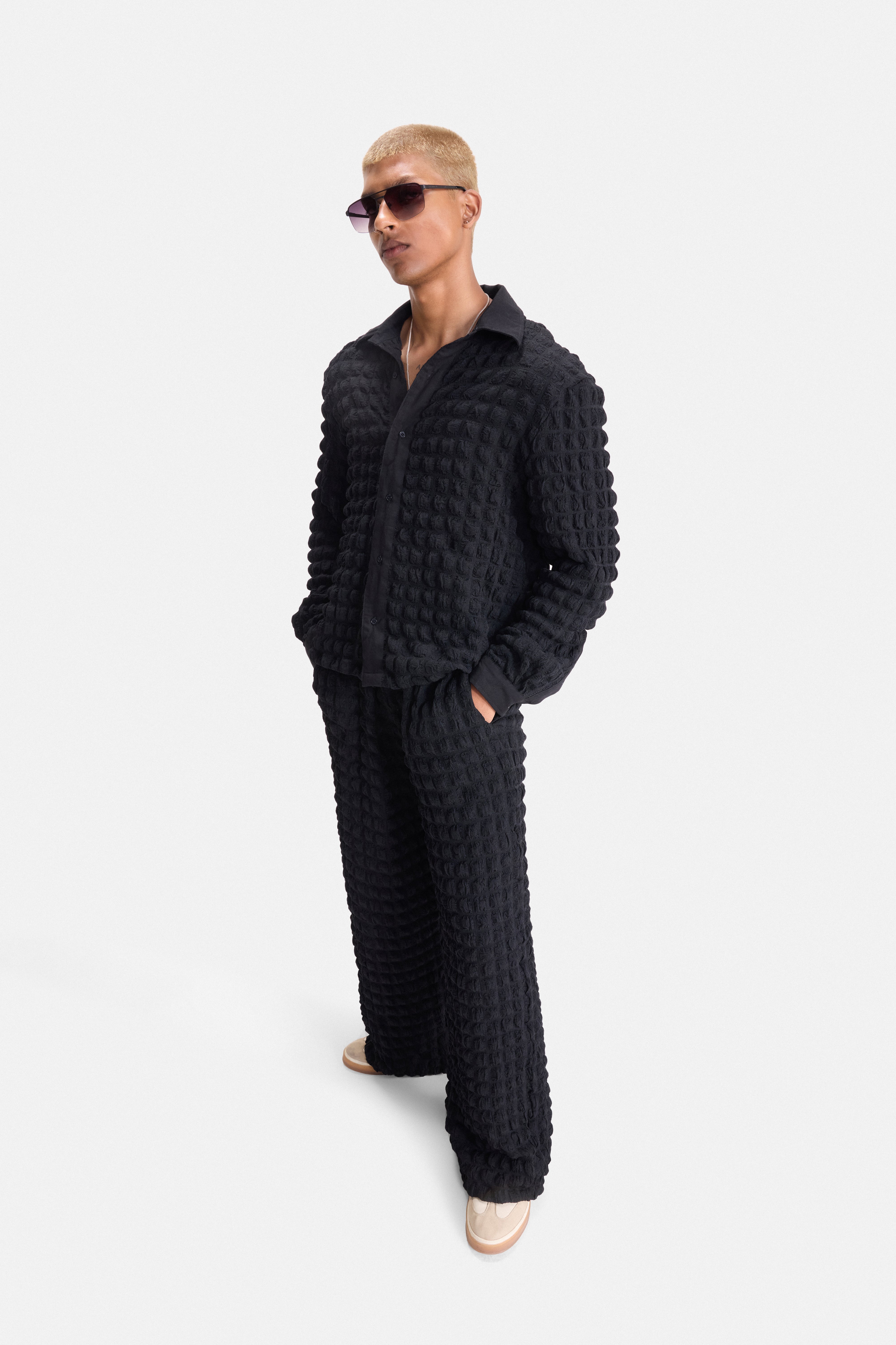 PURE CHAOS – Black Stretch Waffle Co-ord