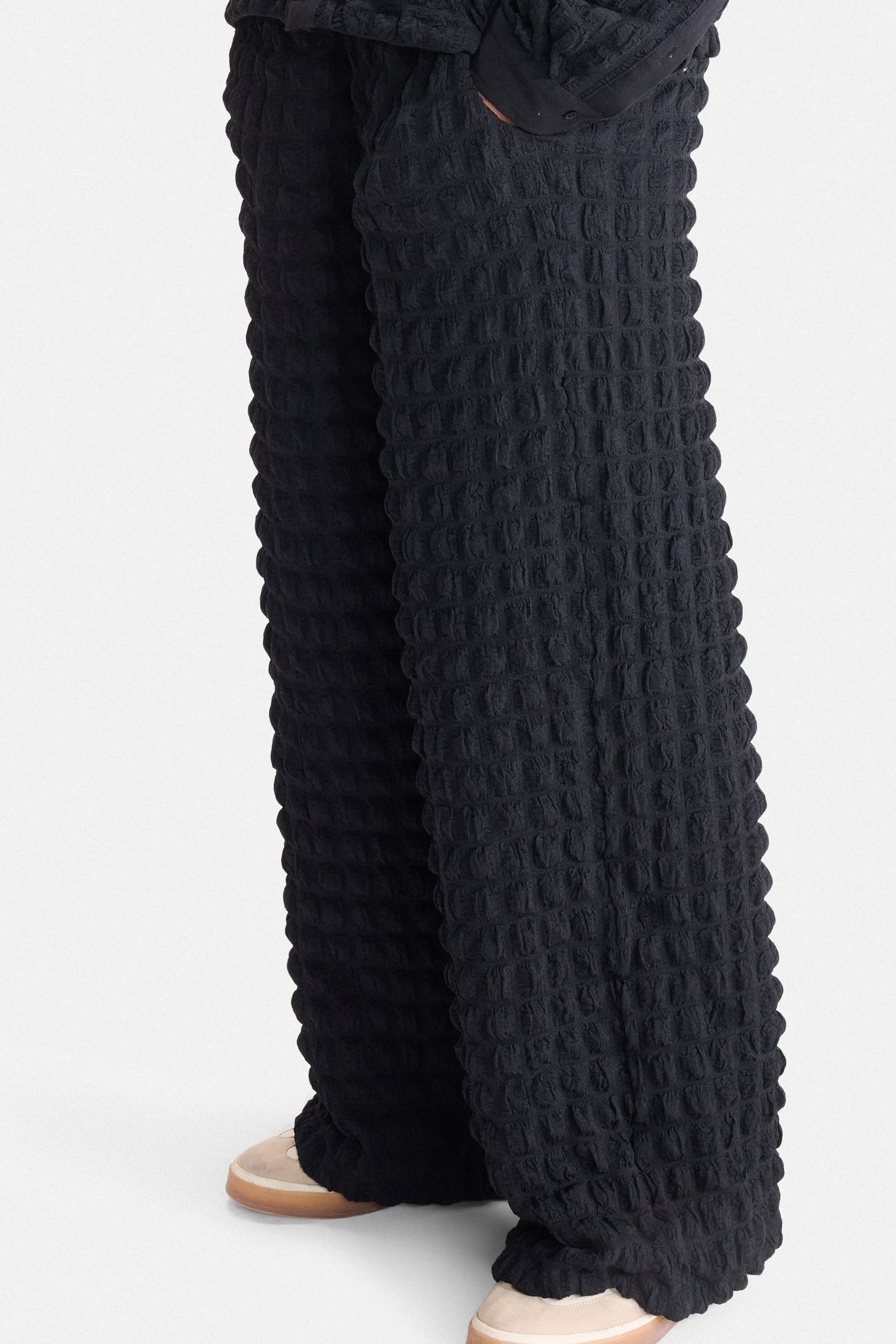 PURE CHAOS – Black Stretch Waffle Pants