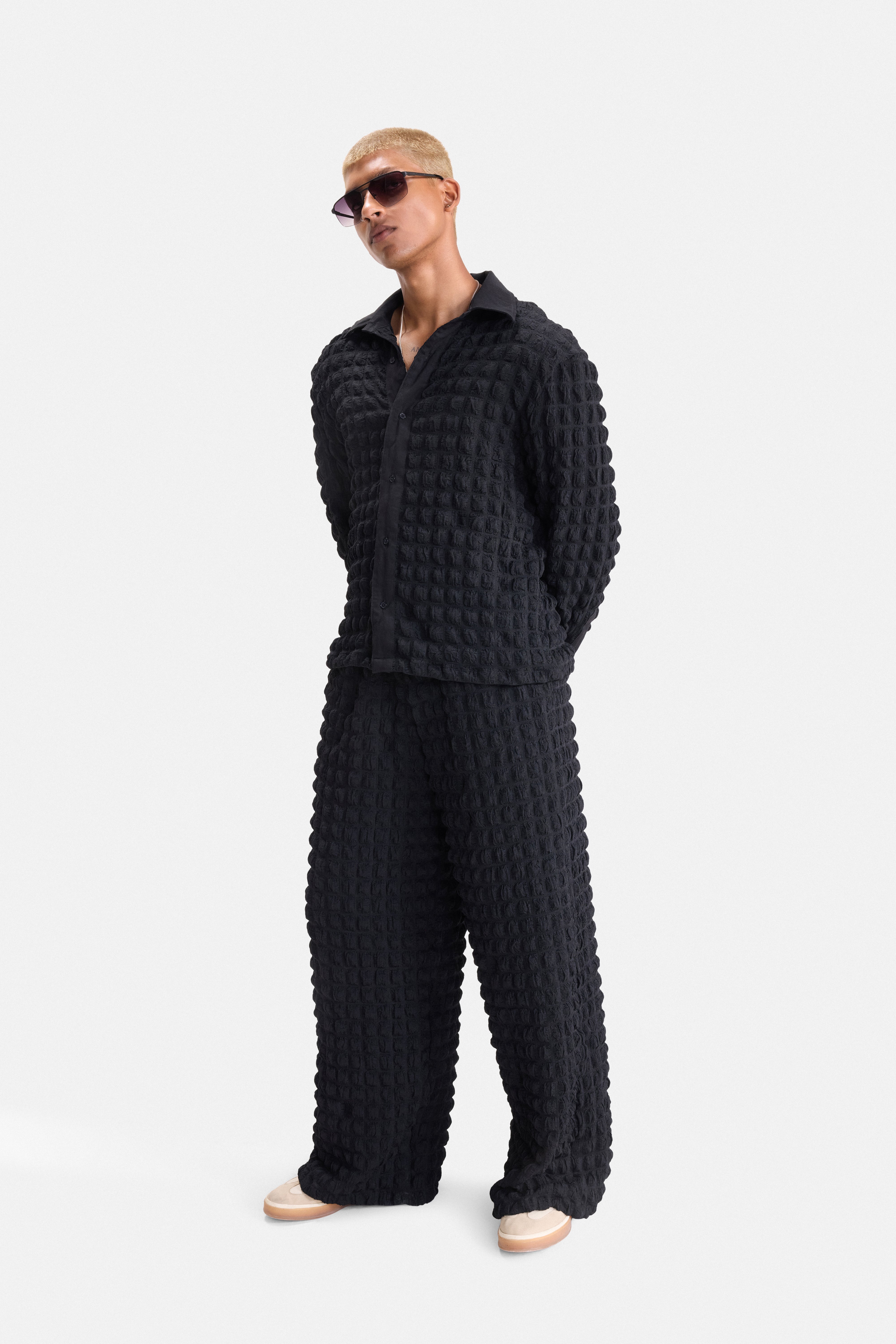 PURE CHAOS – Black Stretch Waffle Co-ord
