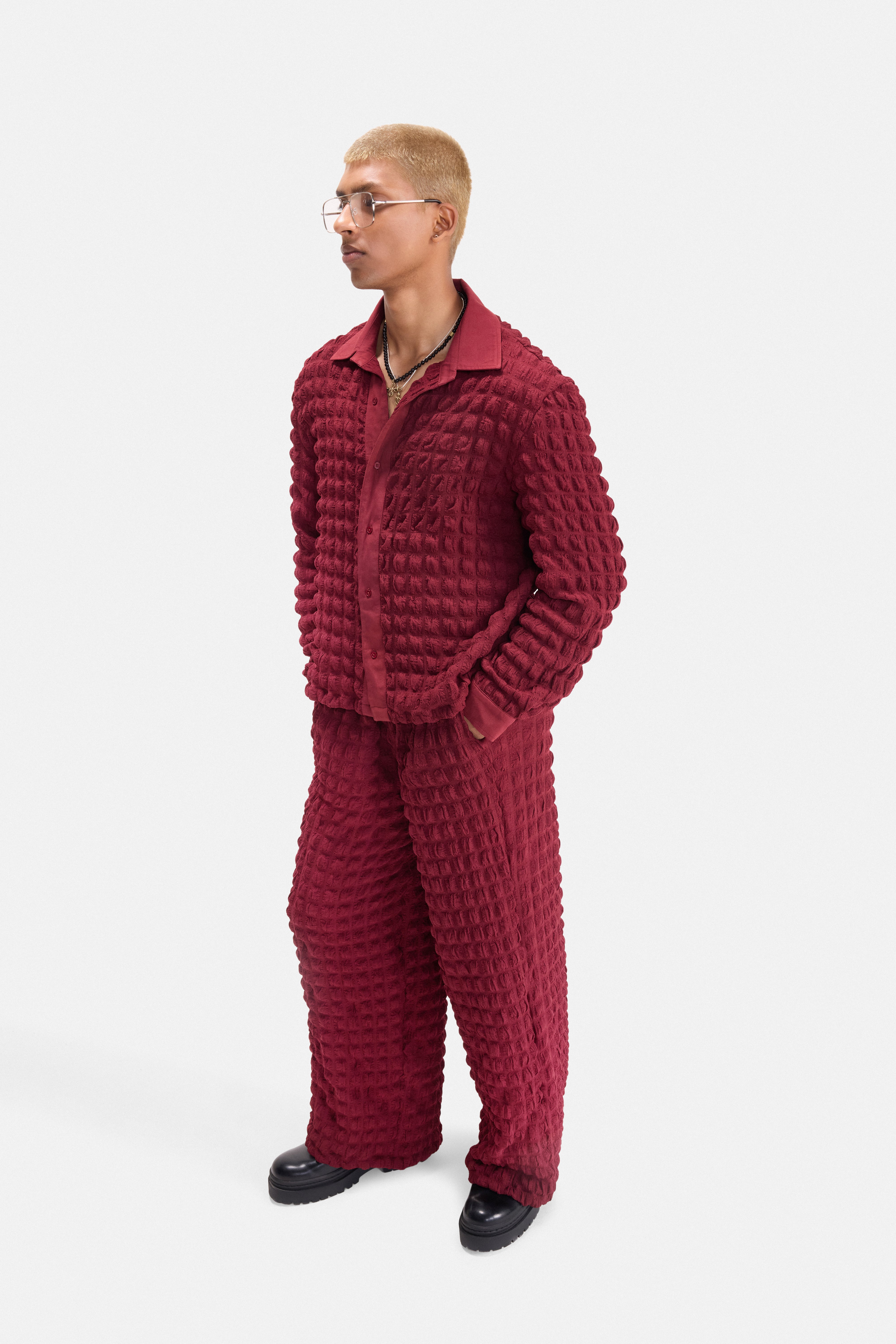PURE CHAOS – Maroon Stretch Waffle Co-ord
