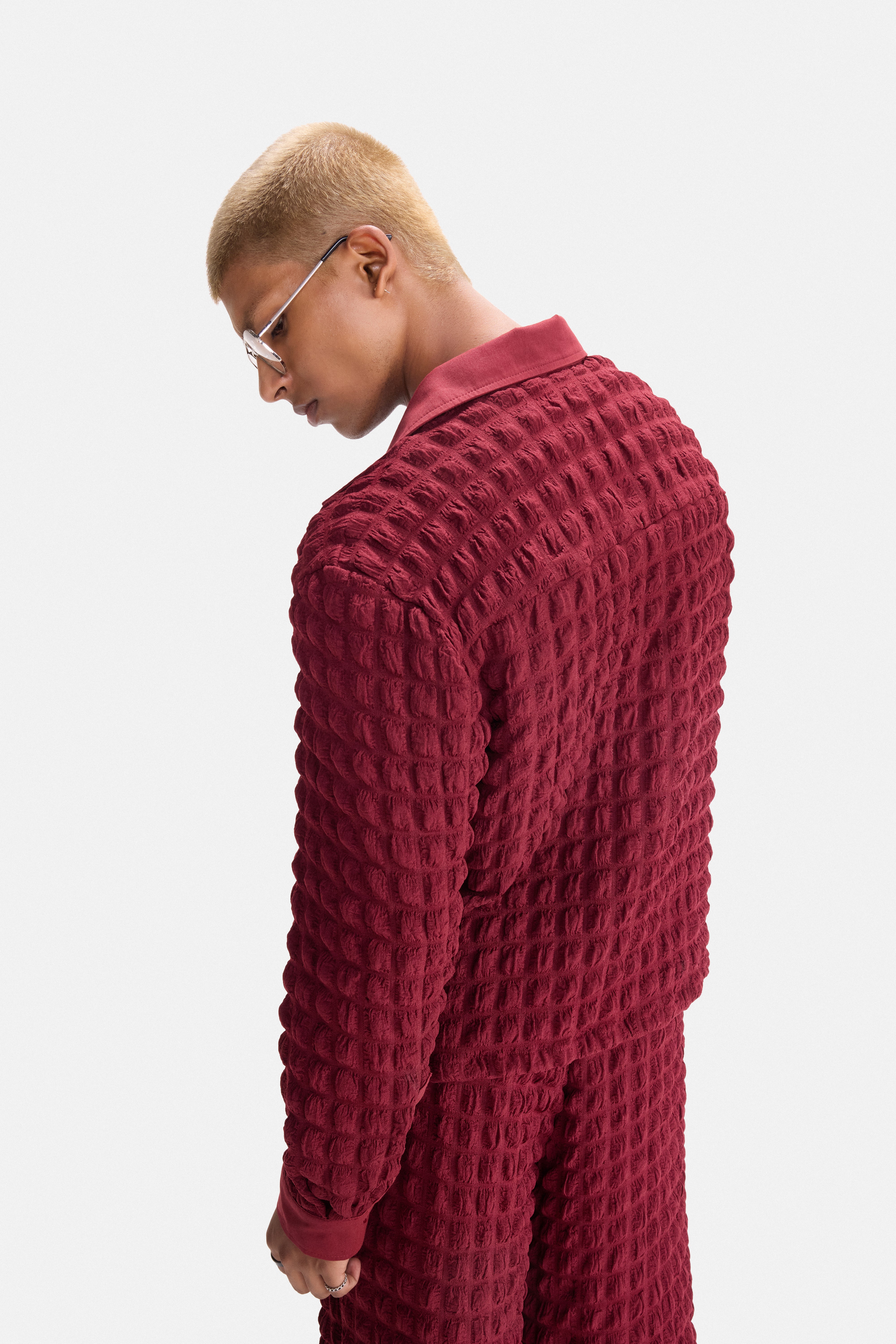 PURE CHAOS – Maroon Stretch Waffle Shirt
