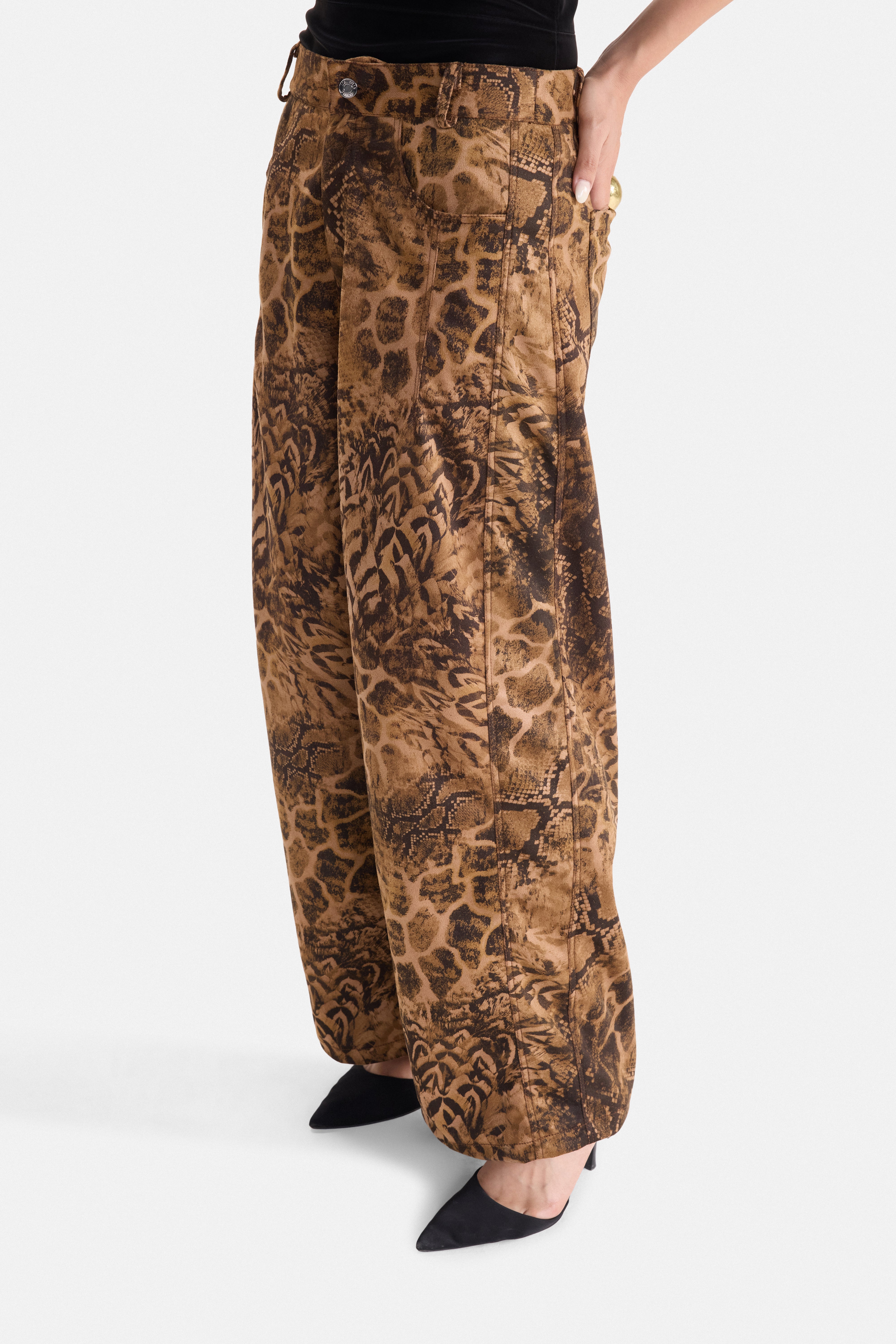 ROAR- Faux Suede Wide-Leg Pants
