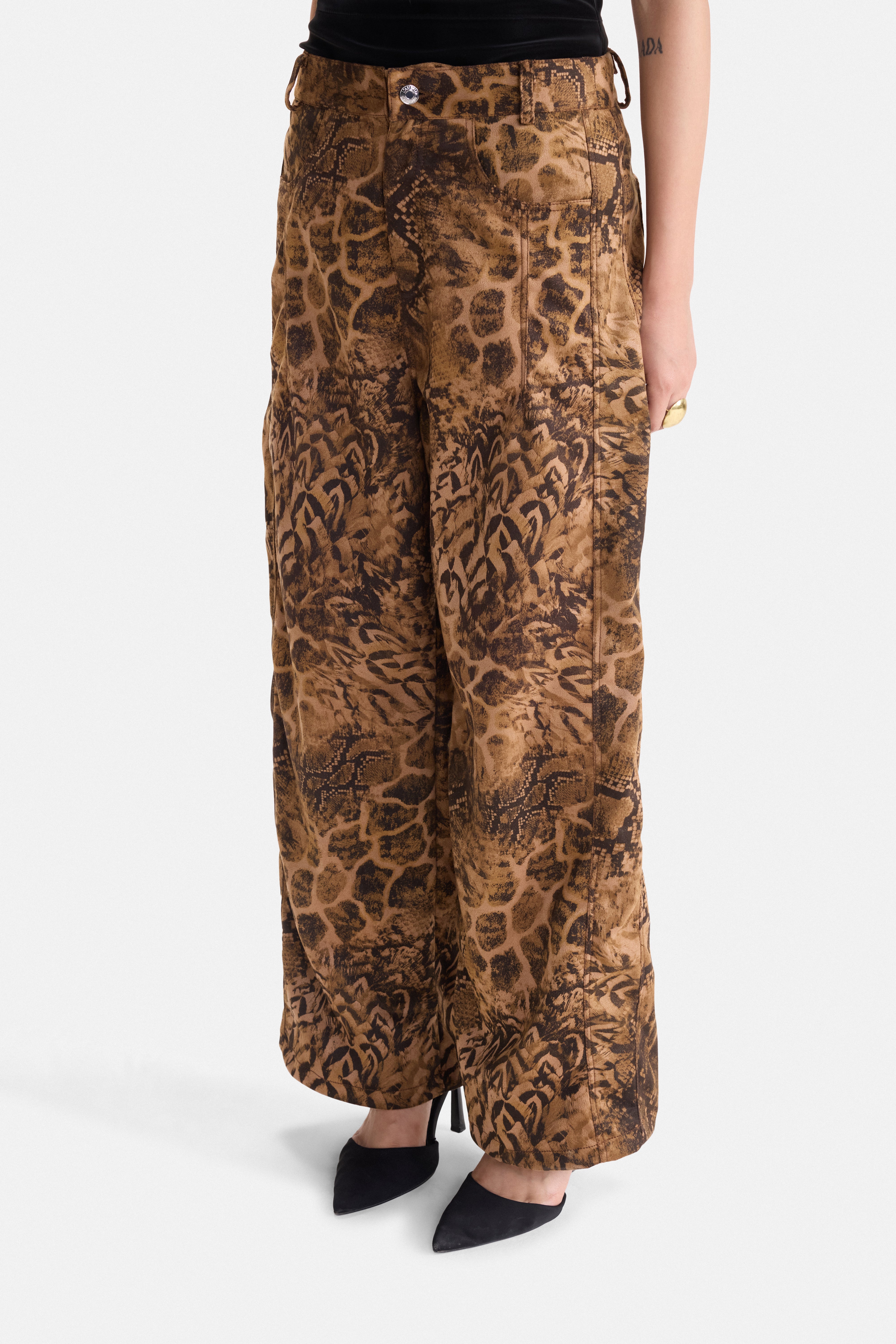 ROAR- Faux Suede Wide-Leg Pants