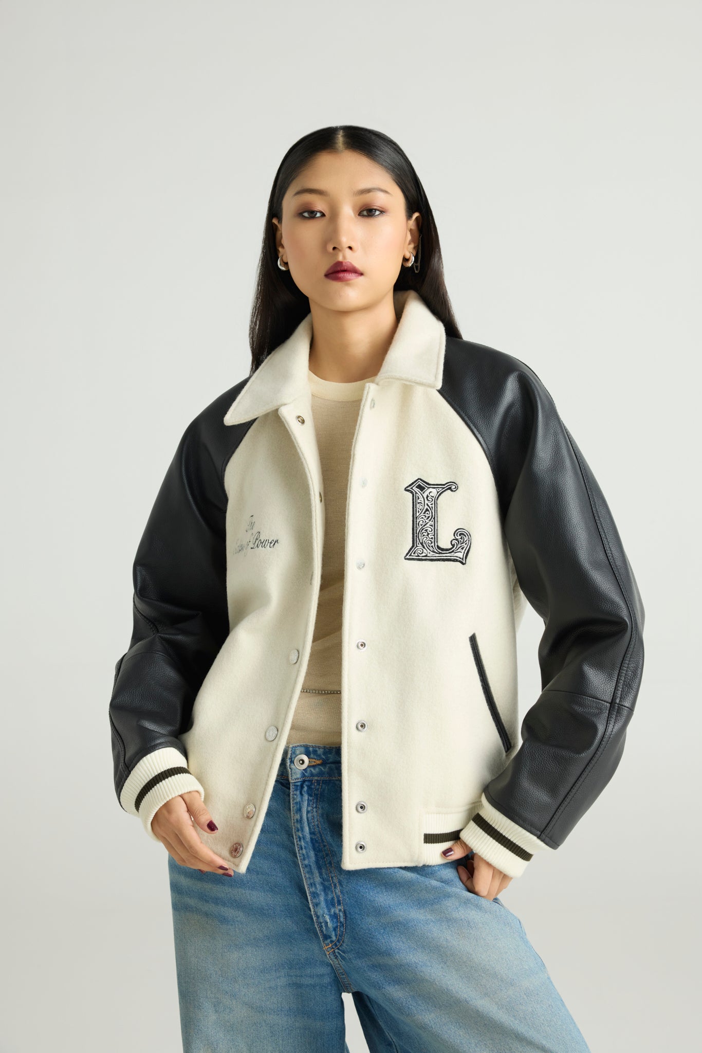 LUNOX - Wool & Leather Varsity Jacket (Monogramic Eclipse Edition)
