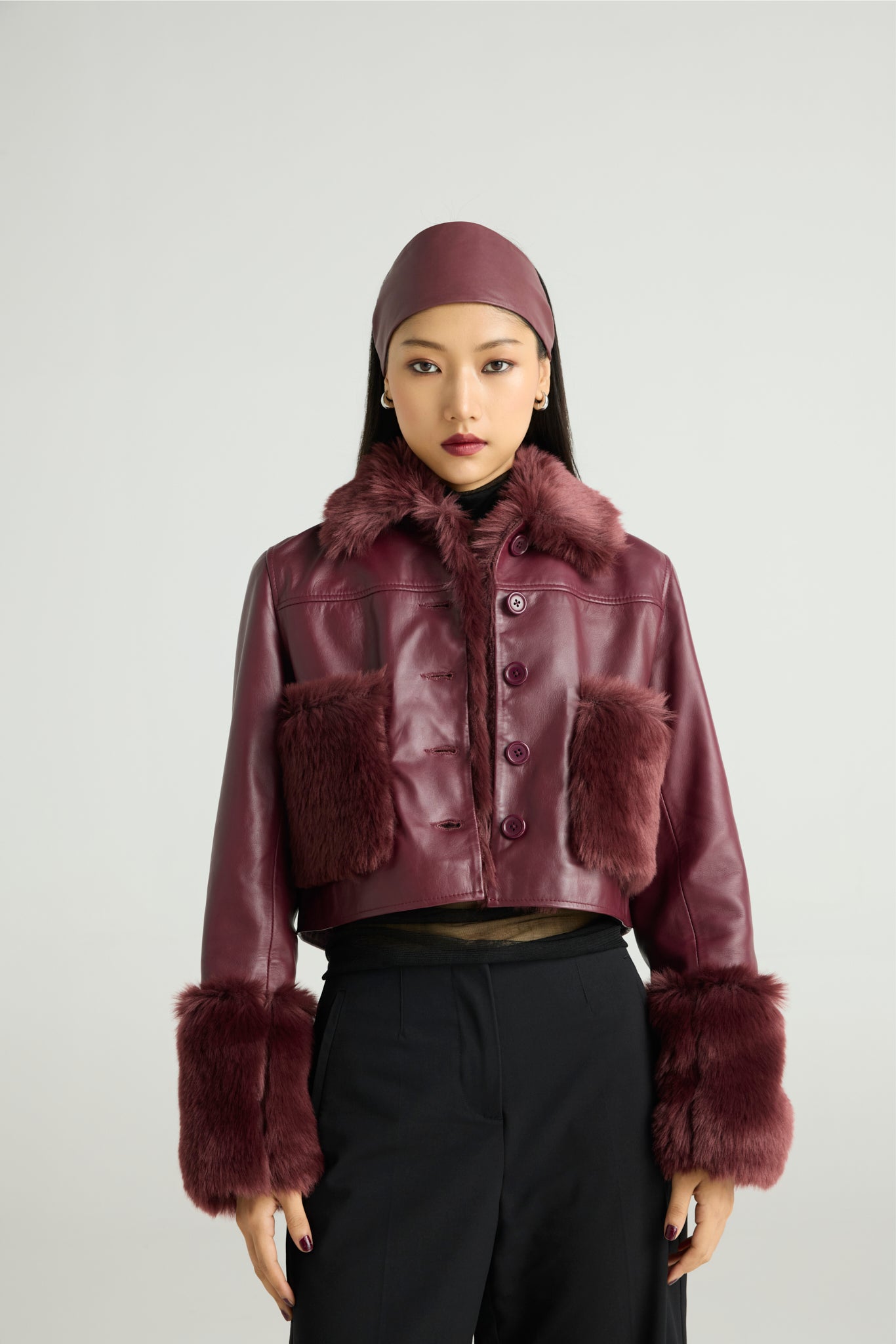 VELVETIN - Cropped Aviator Jacket (Fur-Luxe Edit)