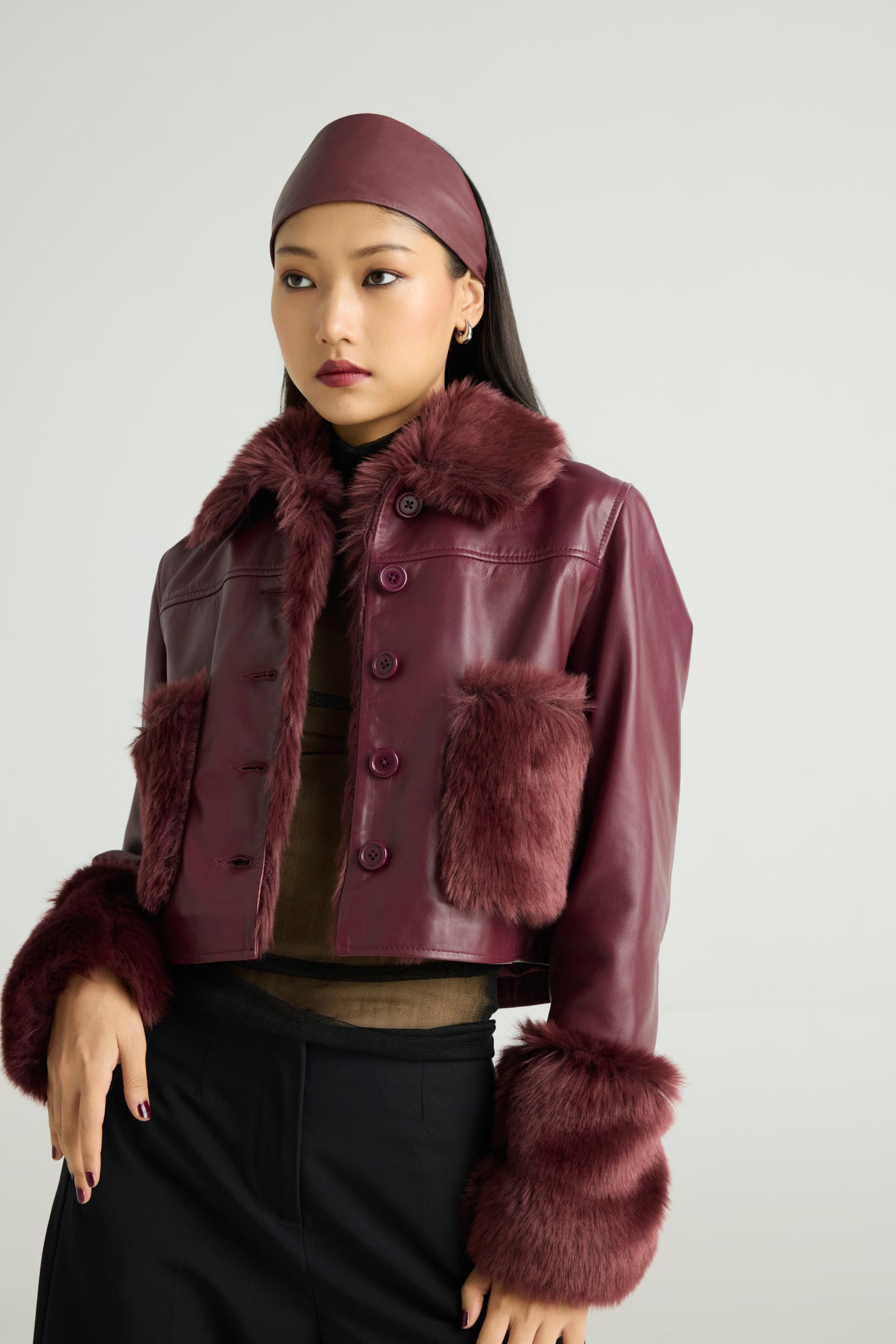 VELVETIN - Cropped Aviator Jacket (Fur-Luxe Edit)
