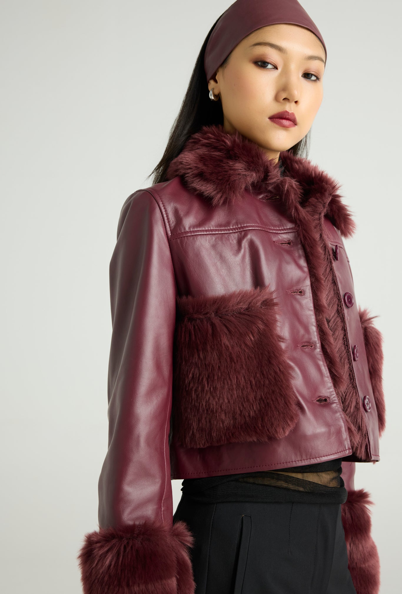 VELVETIN - Cropped Aviator Jacket (Fur-Luxe Edit)