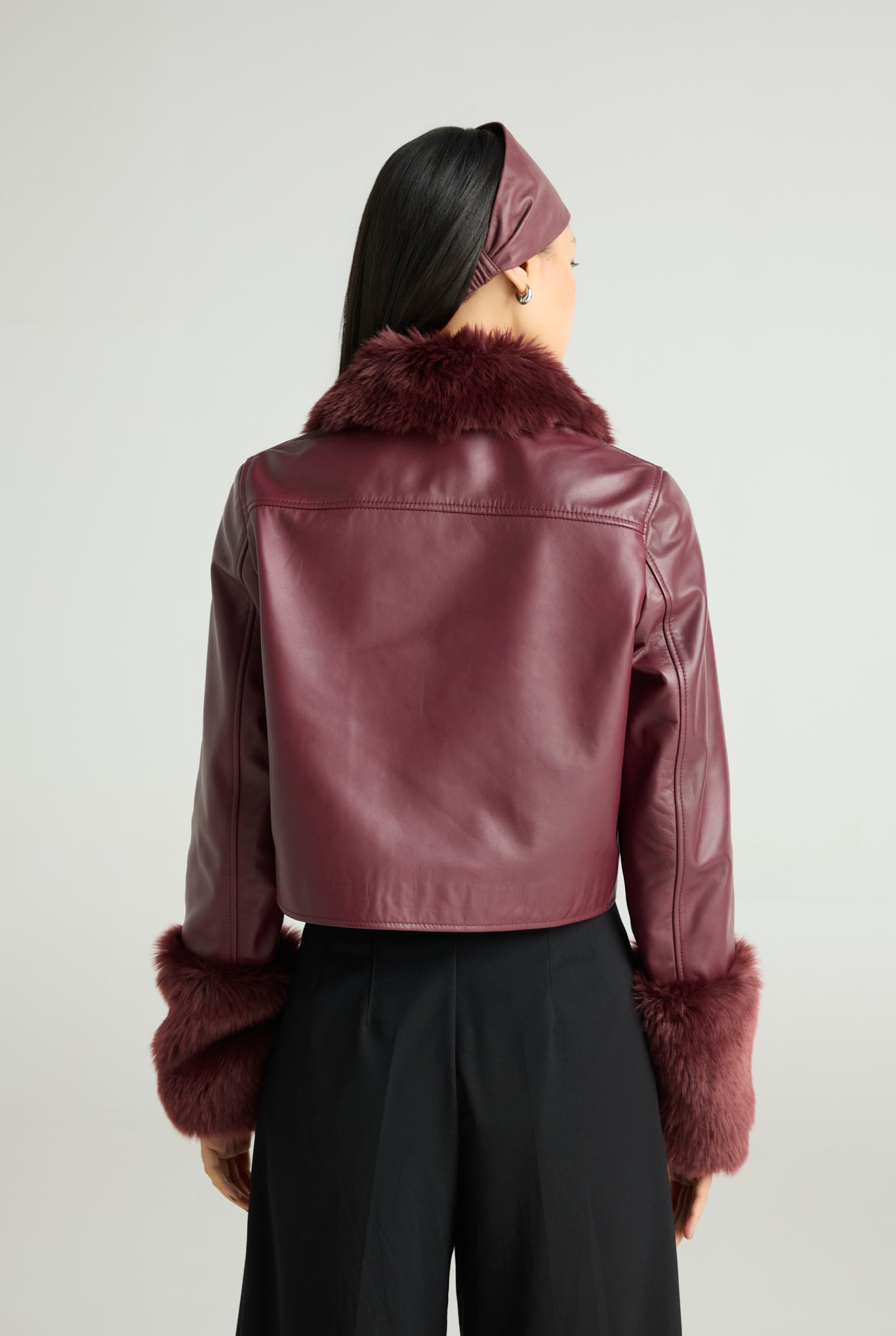 VELVETIN - Cropped Aviator Jacket (Fur-Luxe Edit)
