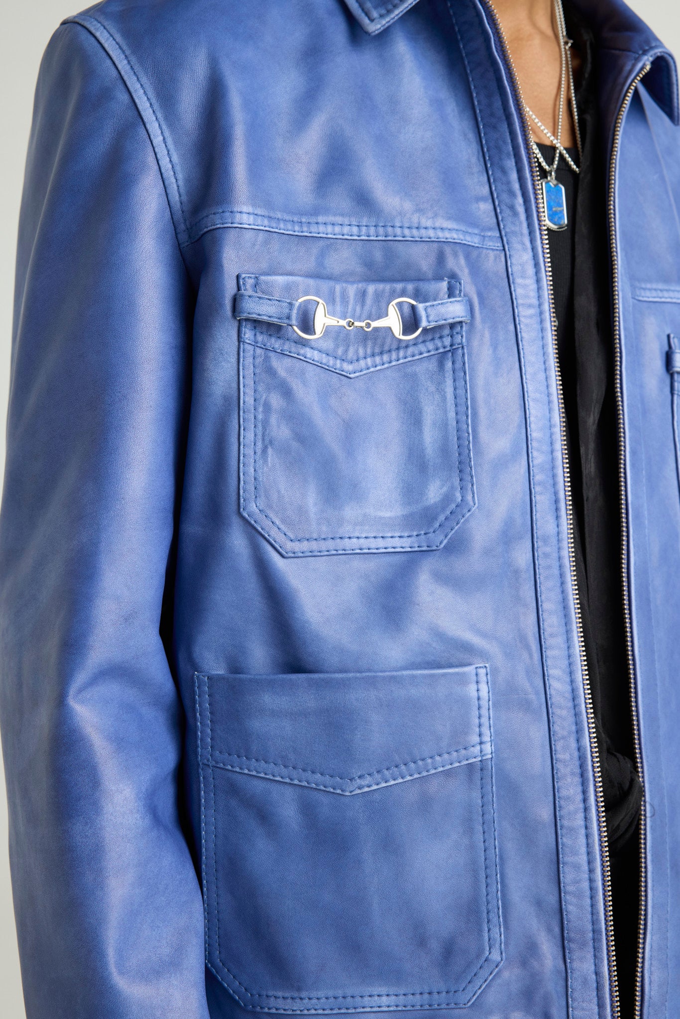 STRYKER- Electric Blue Leather Jacket