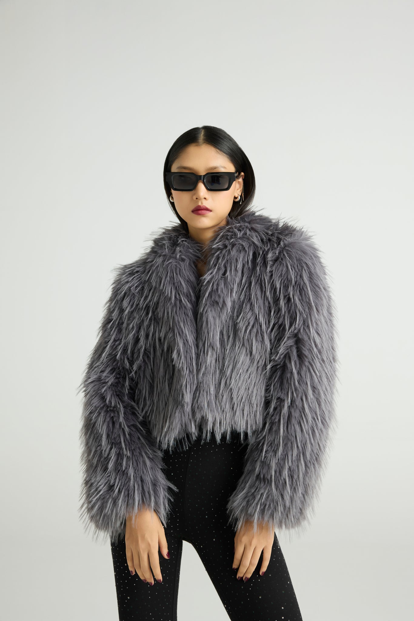 STORM MUSE - Cropped Faux Fur Jacket