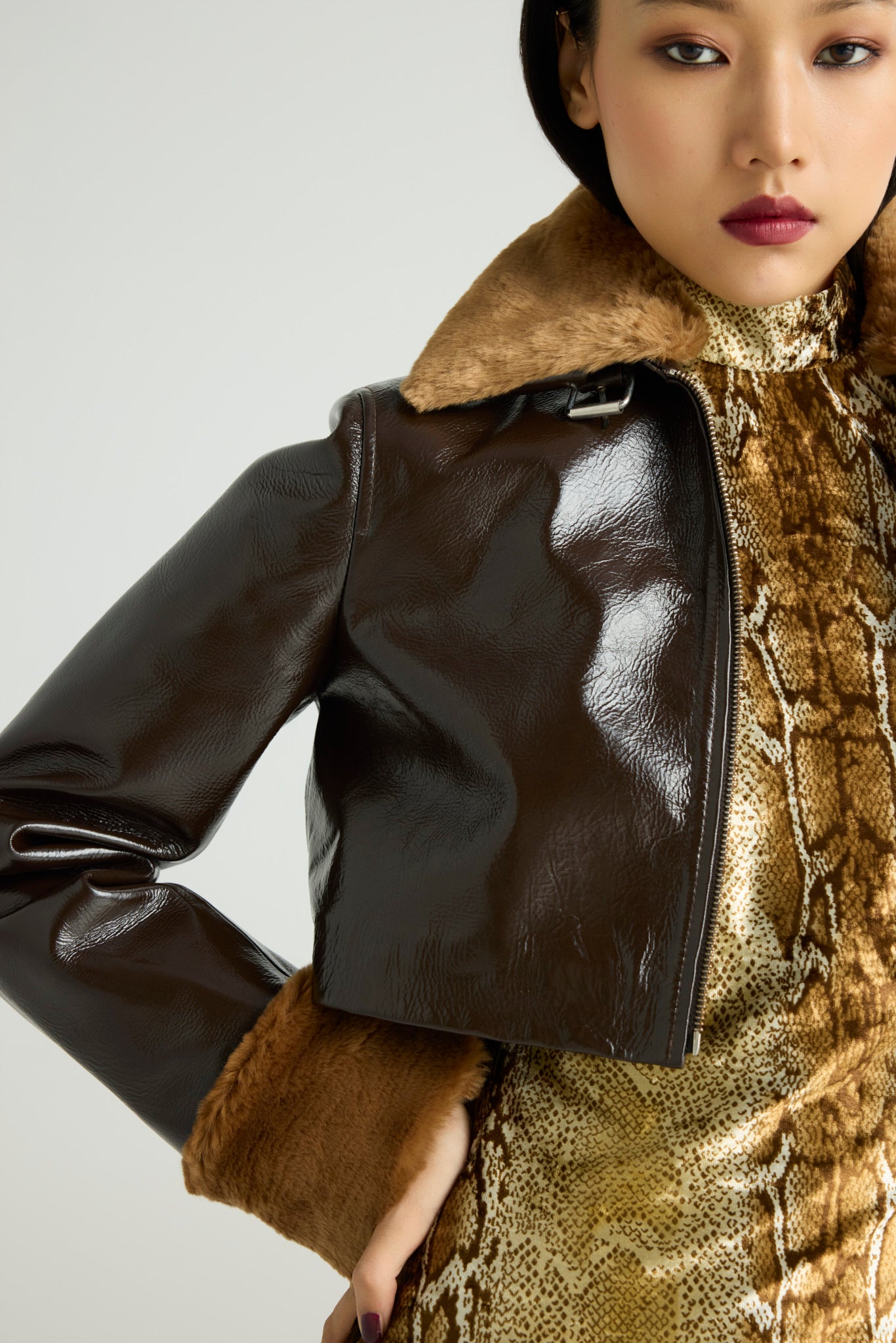 FOXX — Cropped Gloss Suede Jacket