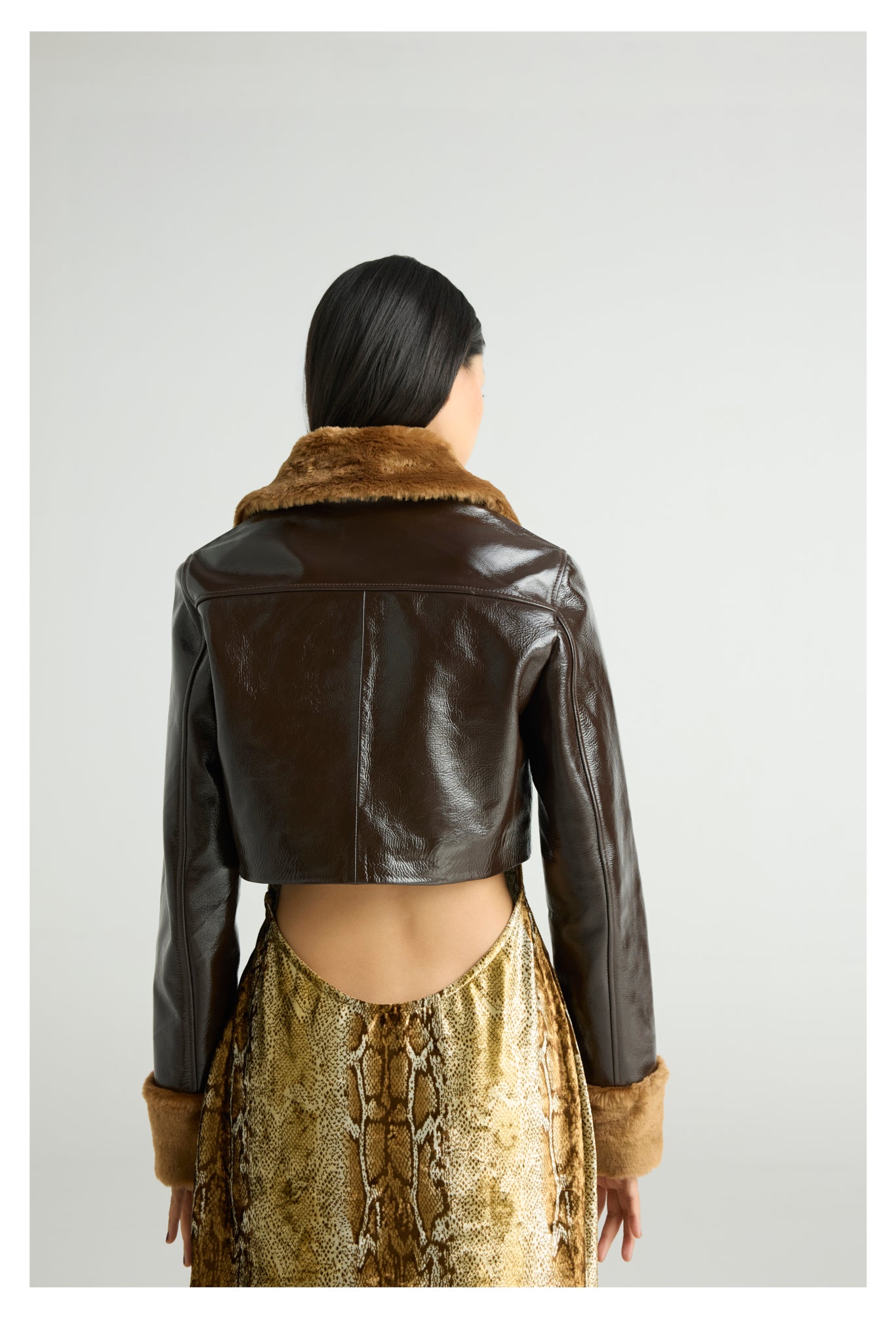 FOXX — Cropped Gloss Suede Jacket