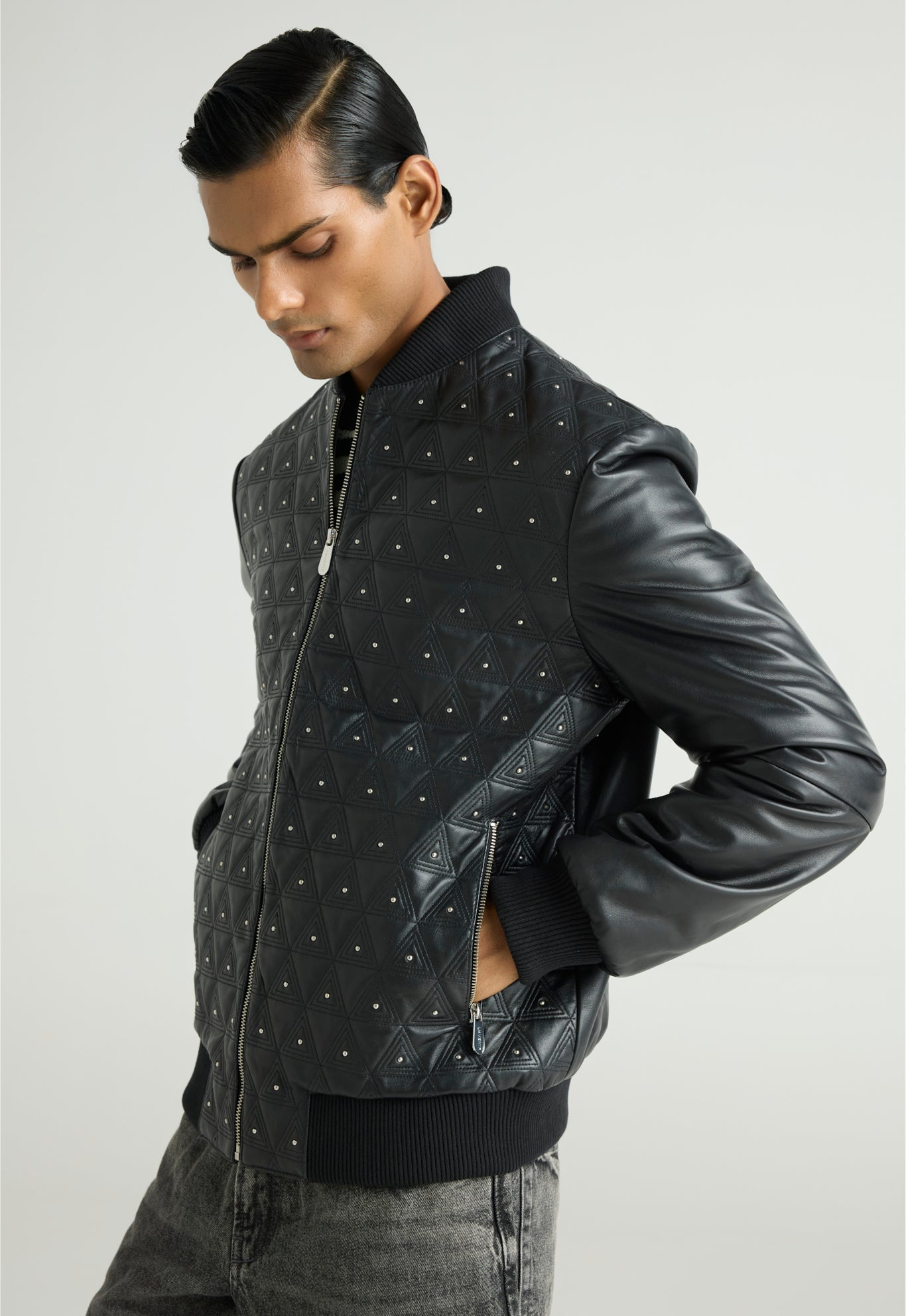 PARALUX QUILTED LUXE STUDDED BOMBER