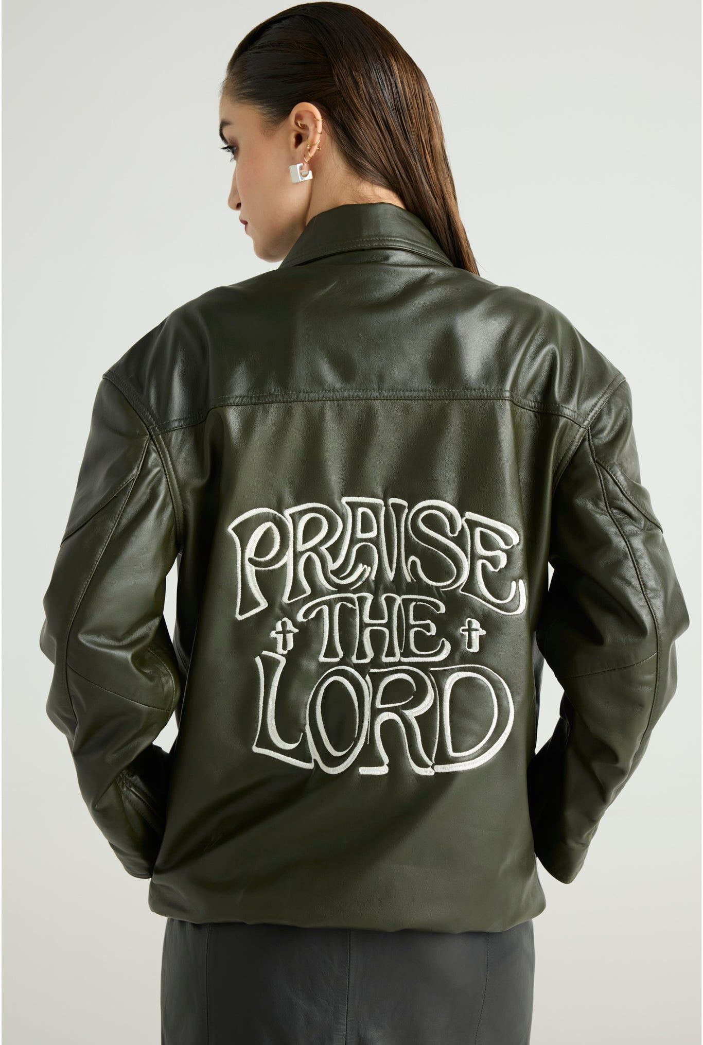 LORD - STATEMENT LEATHER BOMBER - Olive