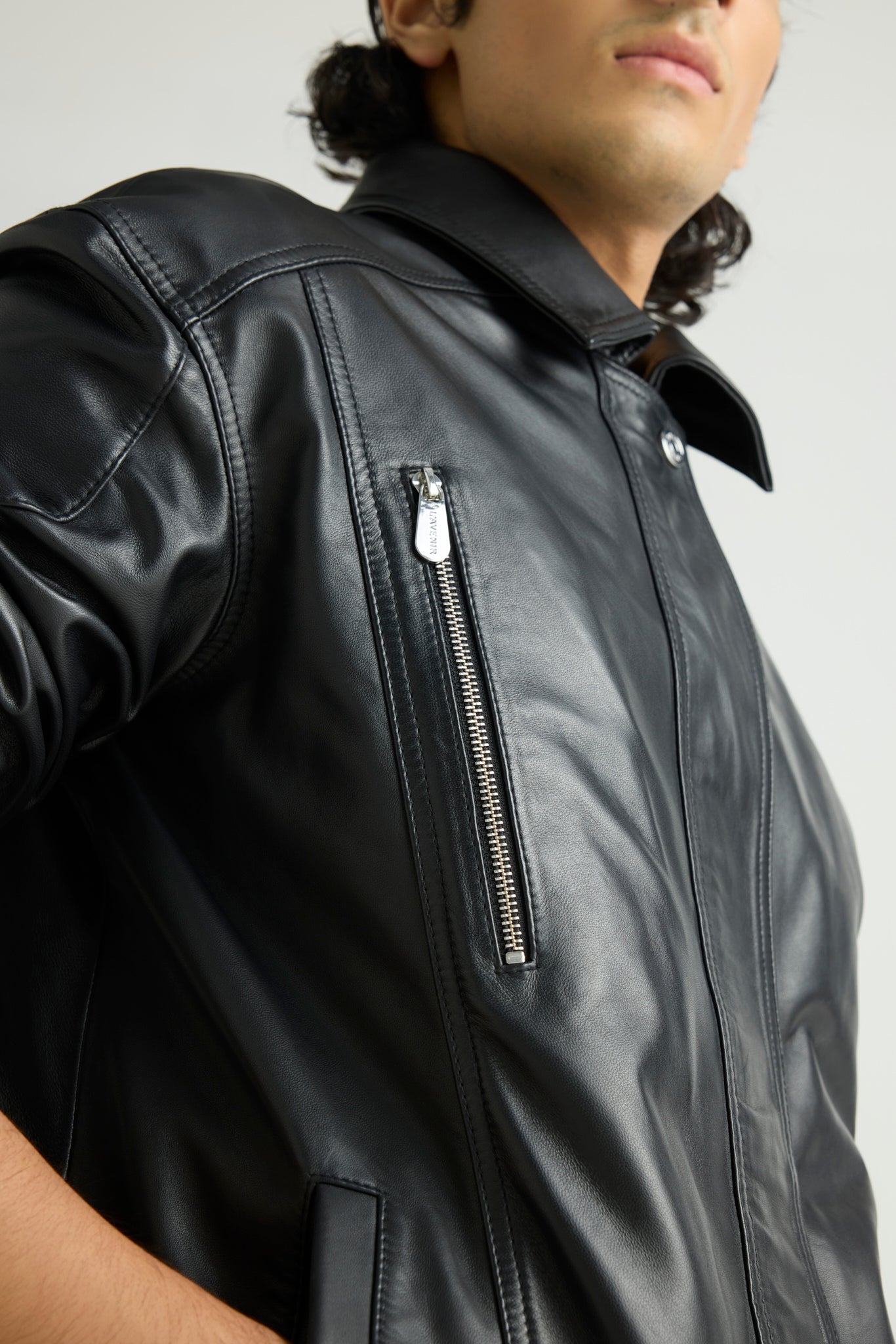 LORD - STATEMENT LEATHER BOMBER - Black