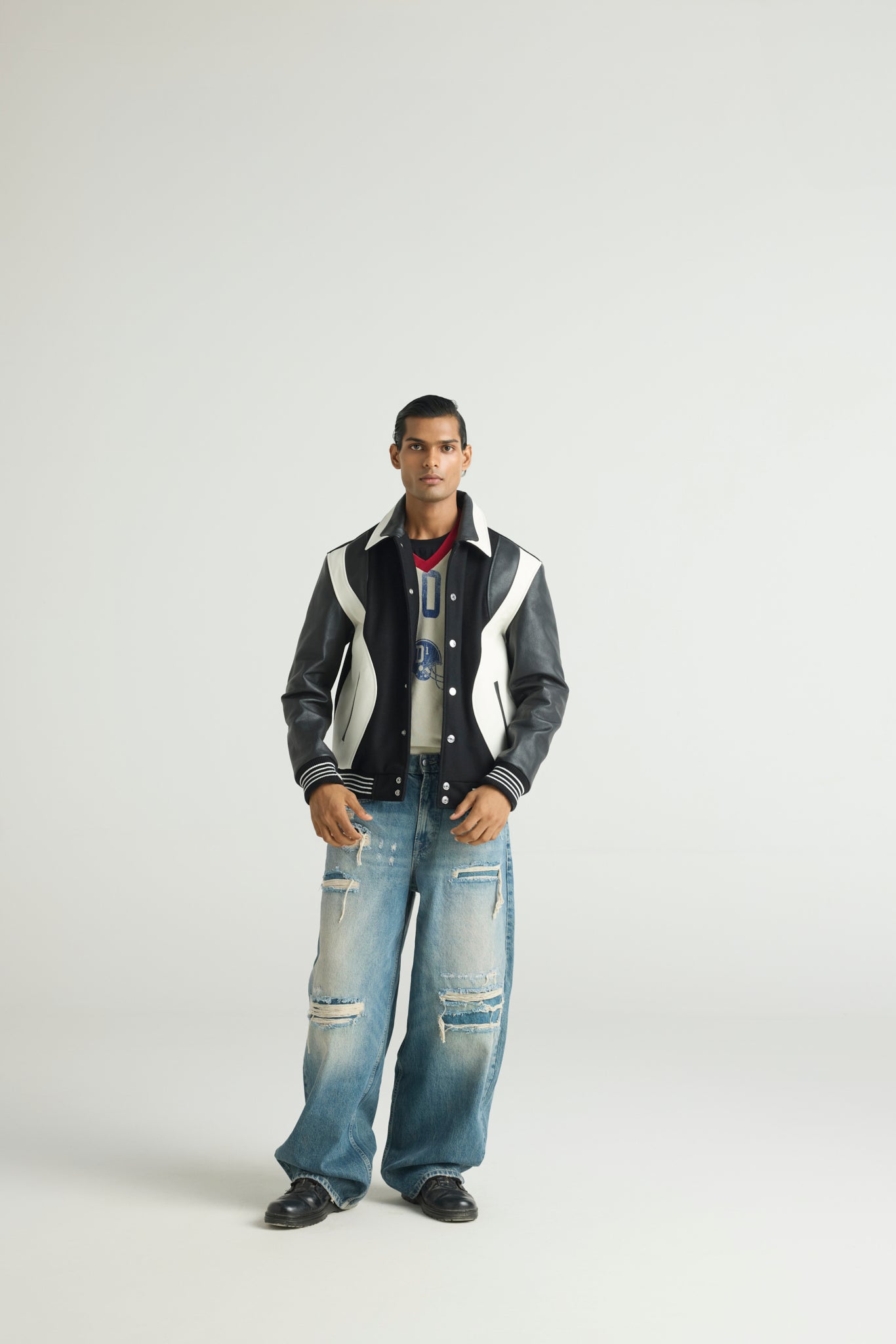 VECTOR - Sculpted Contrast Varsity Jacket