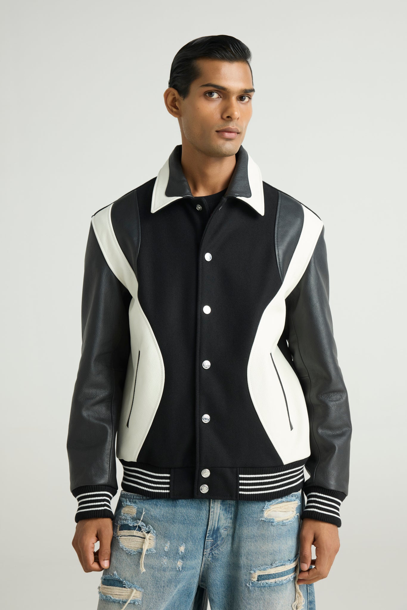 VECTOR - Sculpted Contrast Varsity Jacket