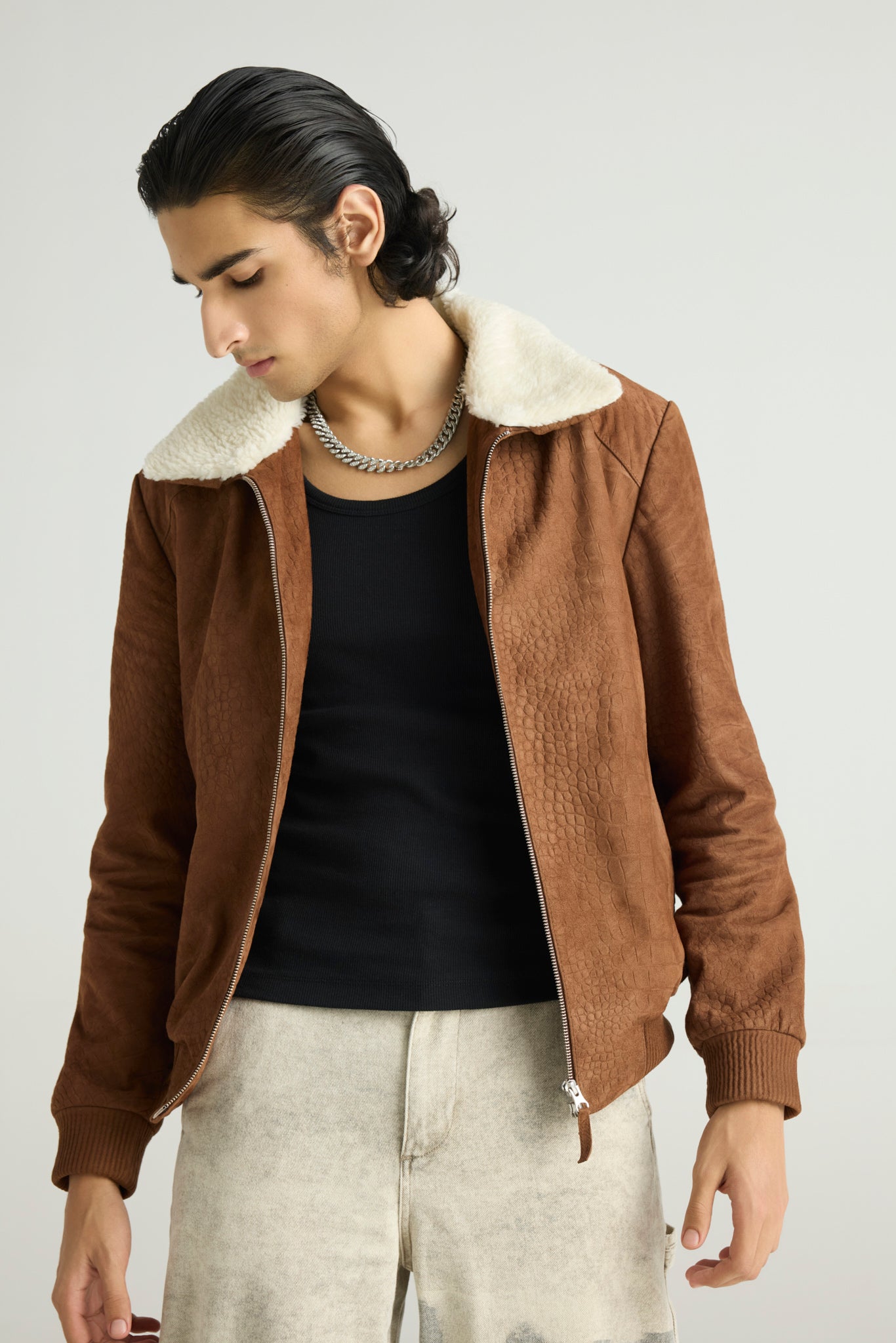 WILDR — Croc-Embossed Bomber