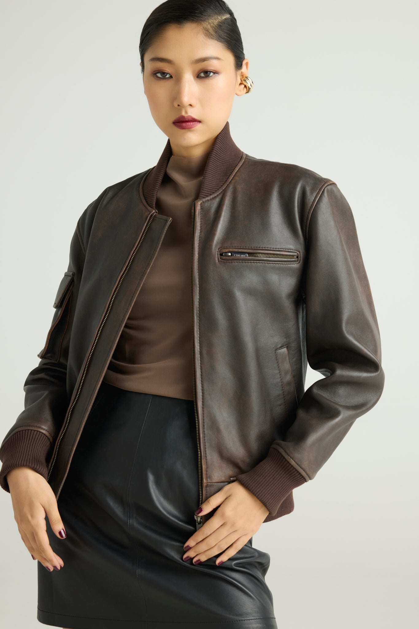 ESPRESSO - CROPPED BOMBER JACKET