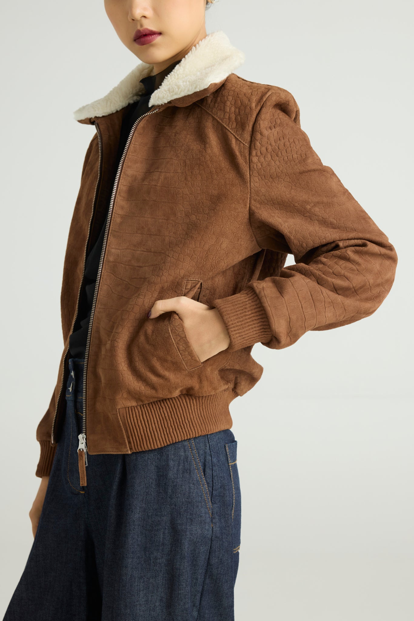 WILDR — Croc-Embossed Bomber