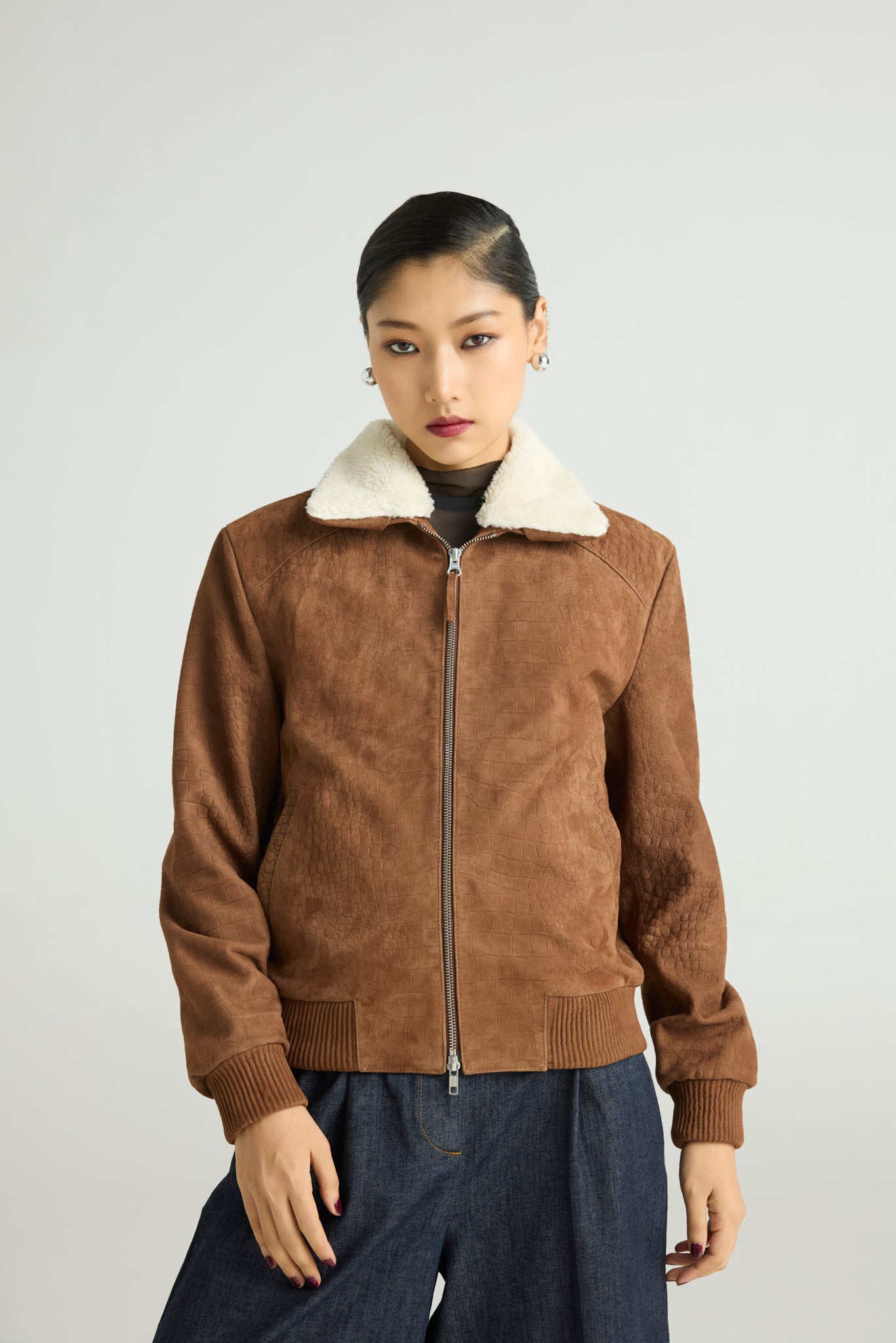 WILDR — Croc-Embossed Bomber