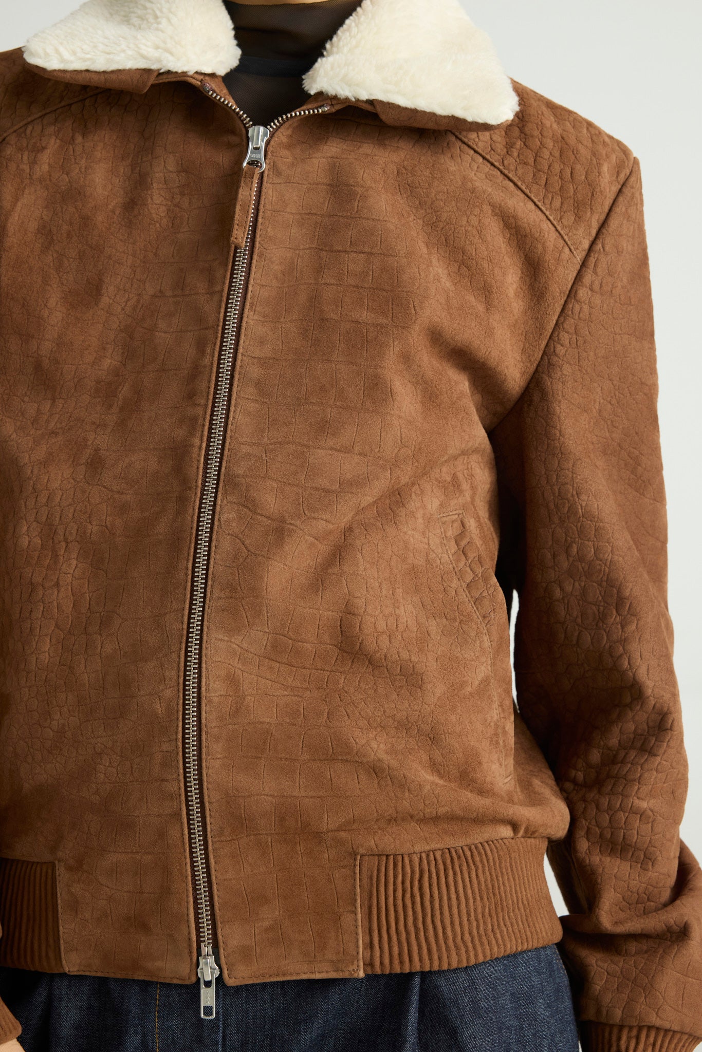 WILDR — Croc-Embossed Bomber