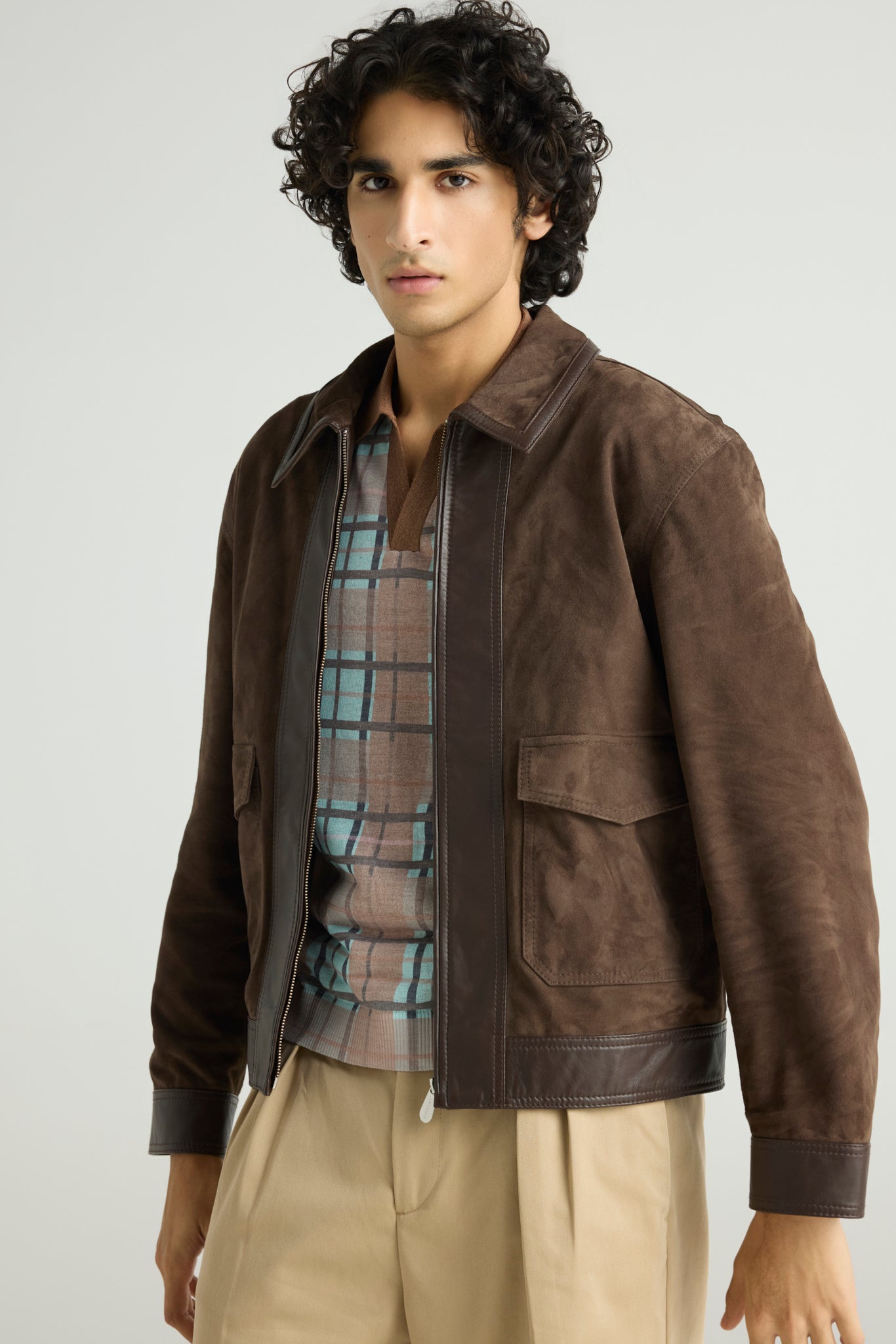 MOCHA - Suede Zip Jacket