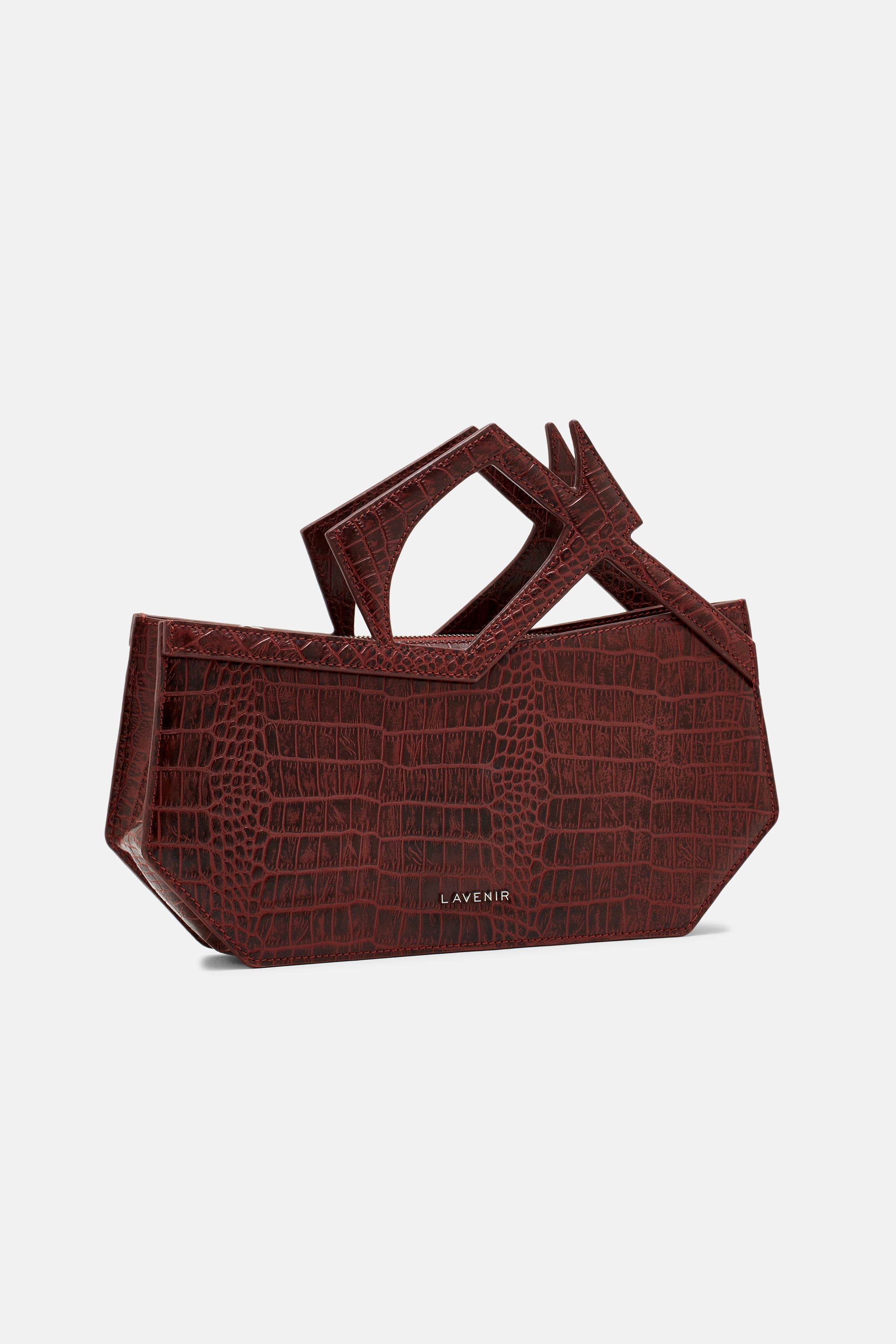 Abigail - Asymmetric Hand Bag - Croco Red Potting Soil