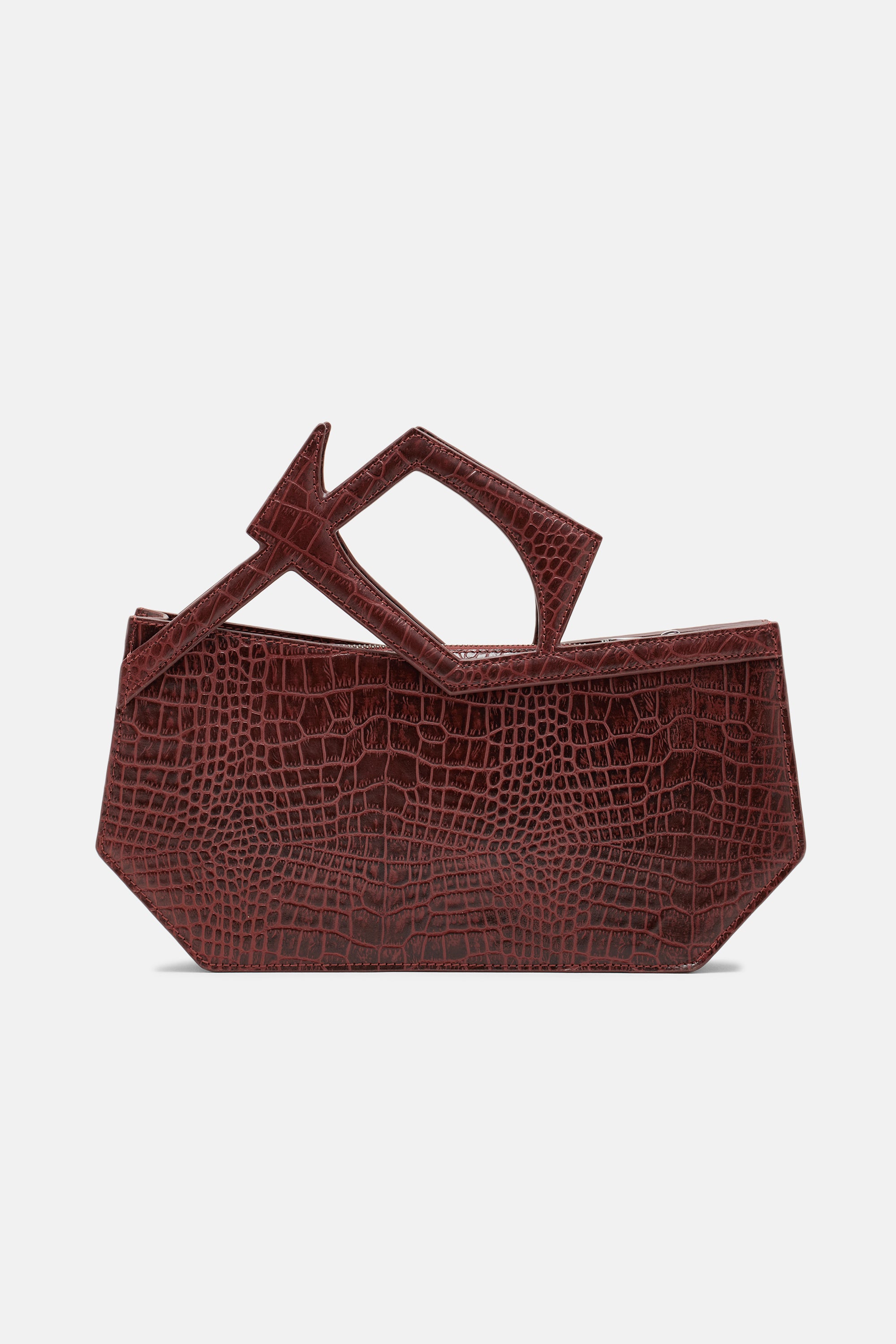 Abigail - Asymmetric Hand Bag - Croco Red Potting Soil
