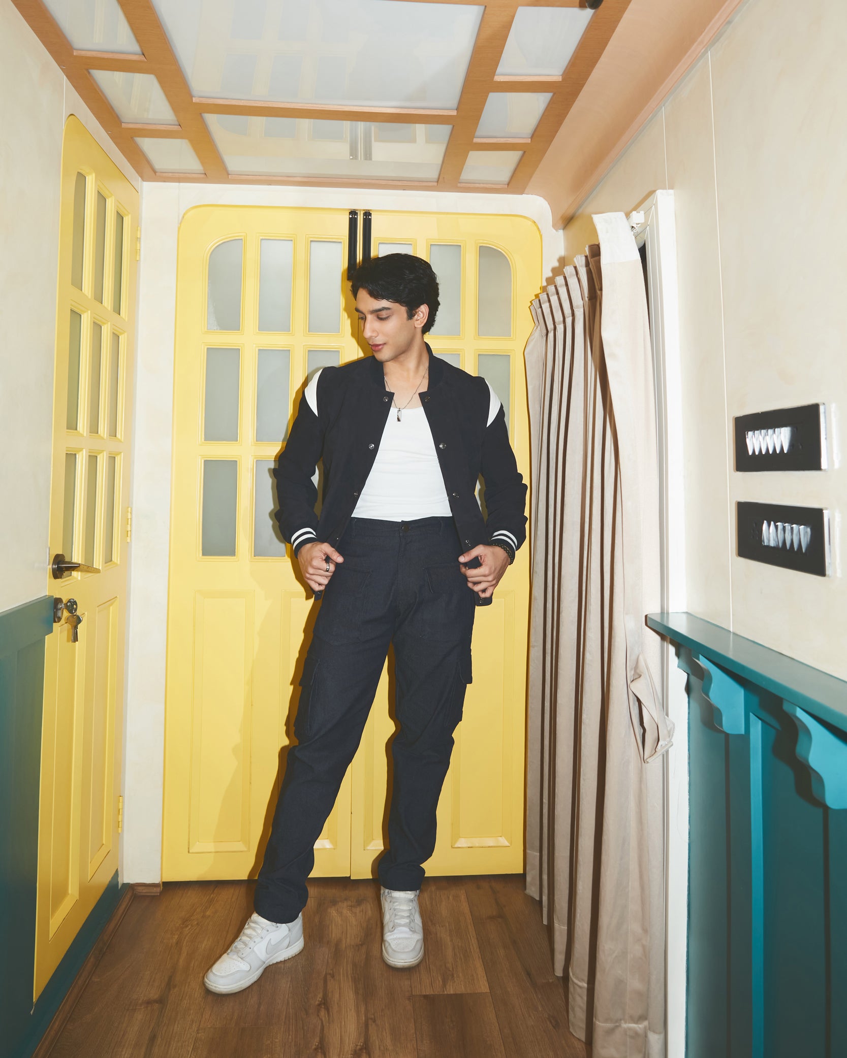 Ronan - Suede Leather Varsity - Black