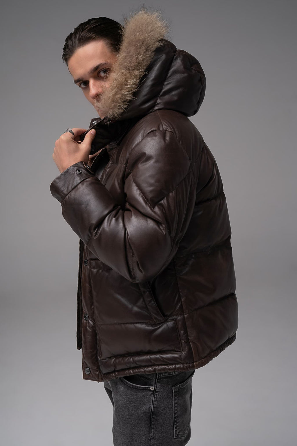 Brown Leather Puffer Coat ASOS Faux Leather Puffer Jacket With