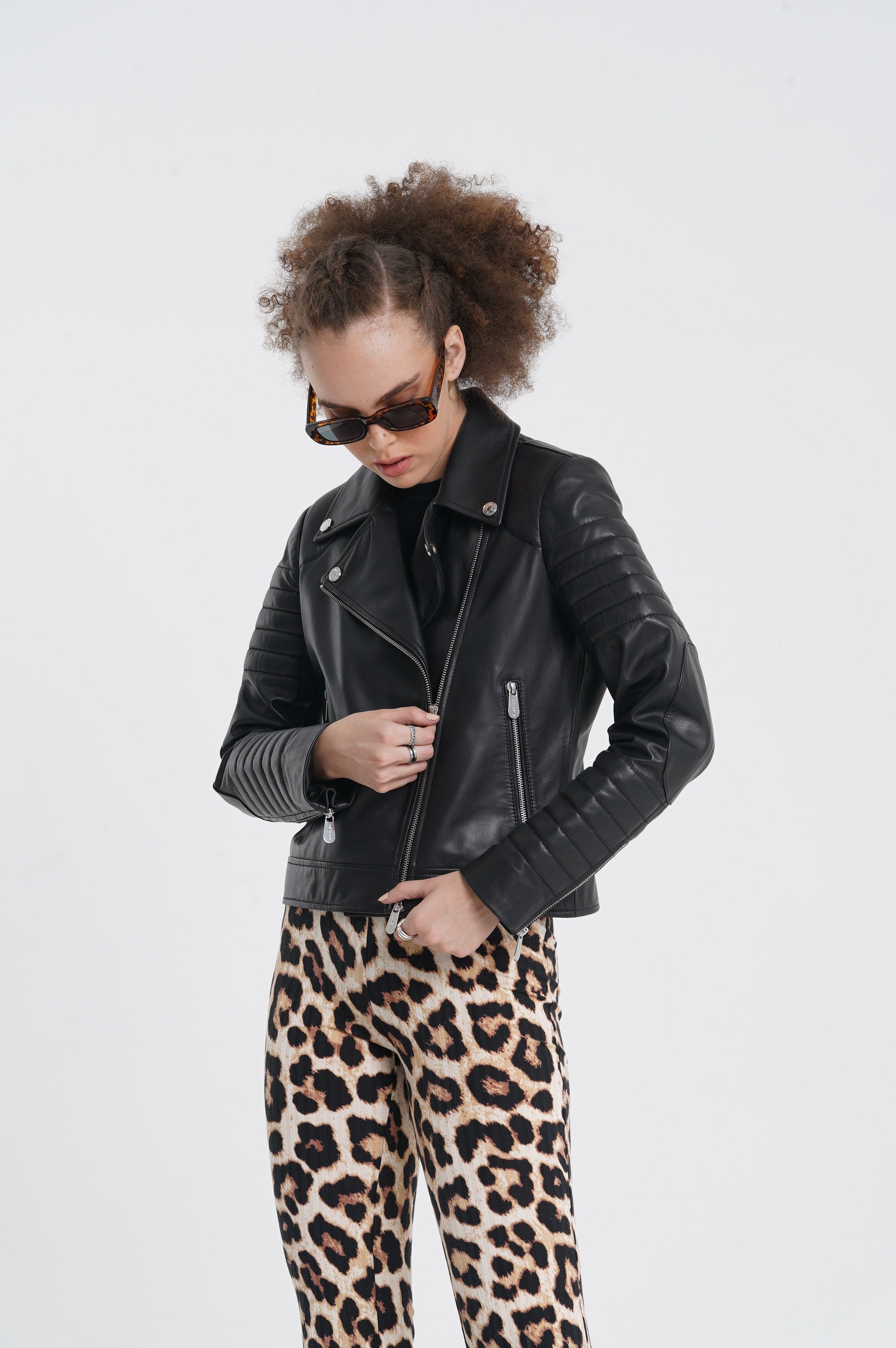 Beocca - Leather Biker Jacket - Black