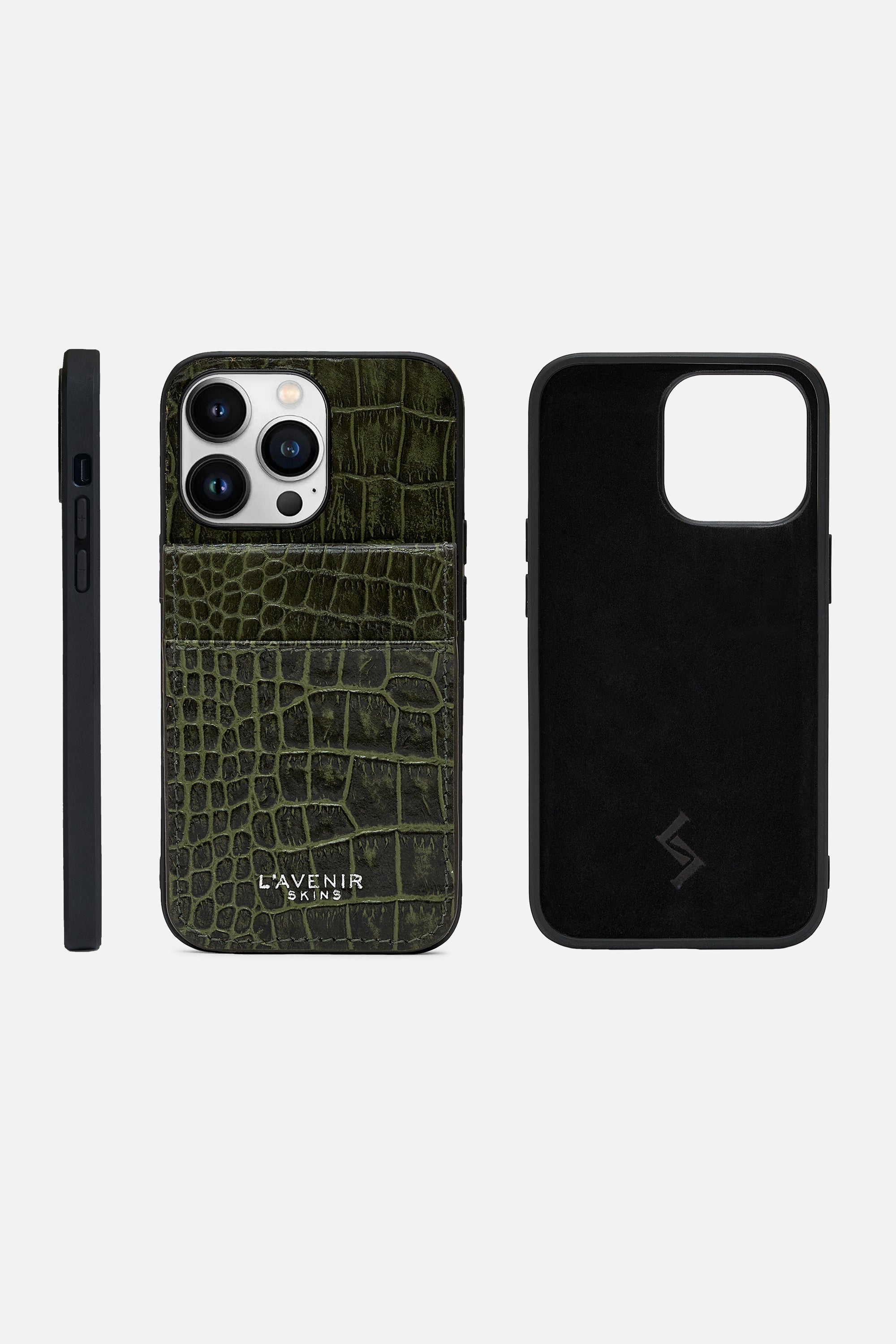 iPhone Wallet Case - Croco Deep Lichen Green