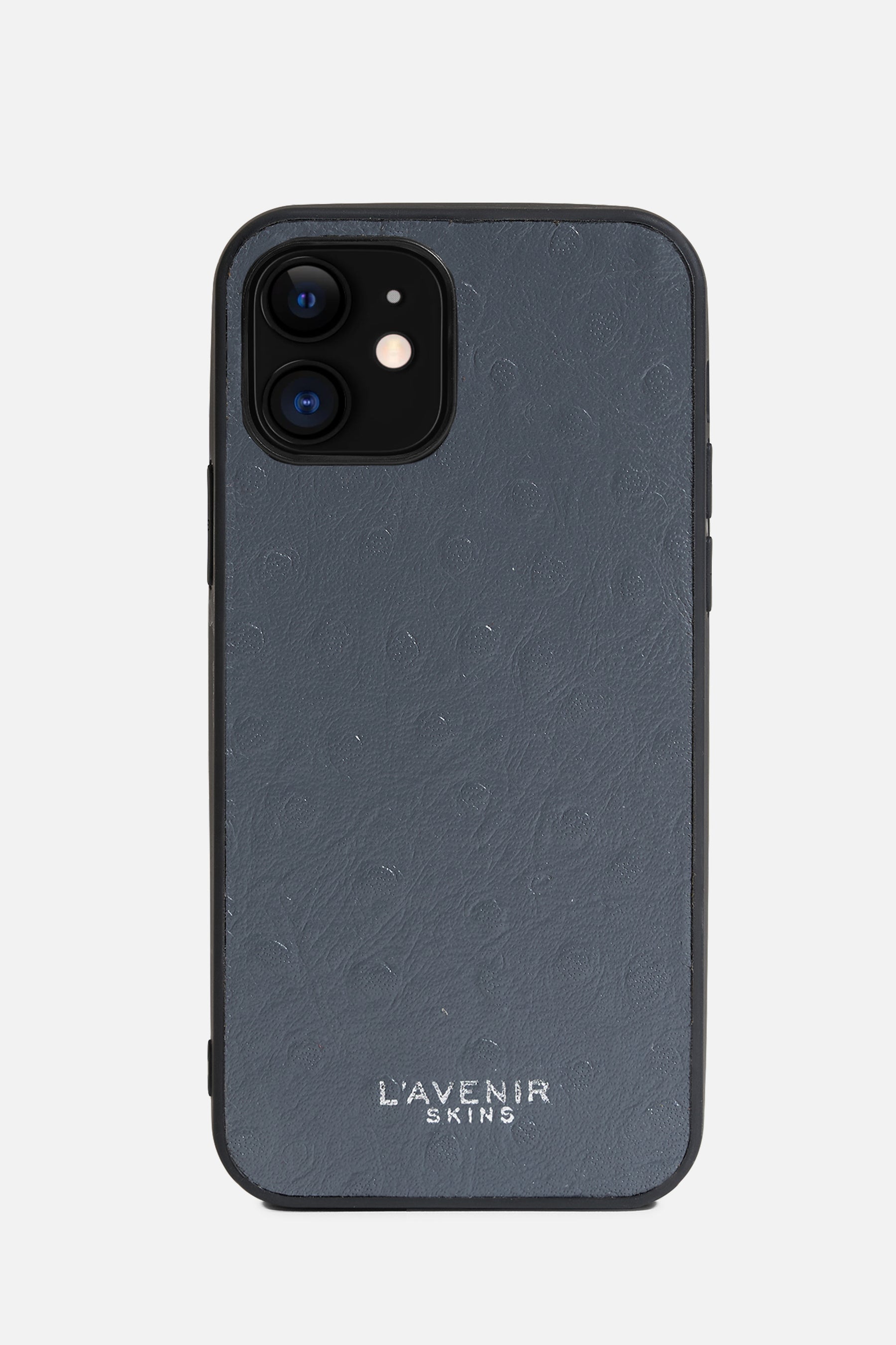 IPHONE SOLID CASE - OSTRICH LEATHER - GREY