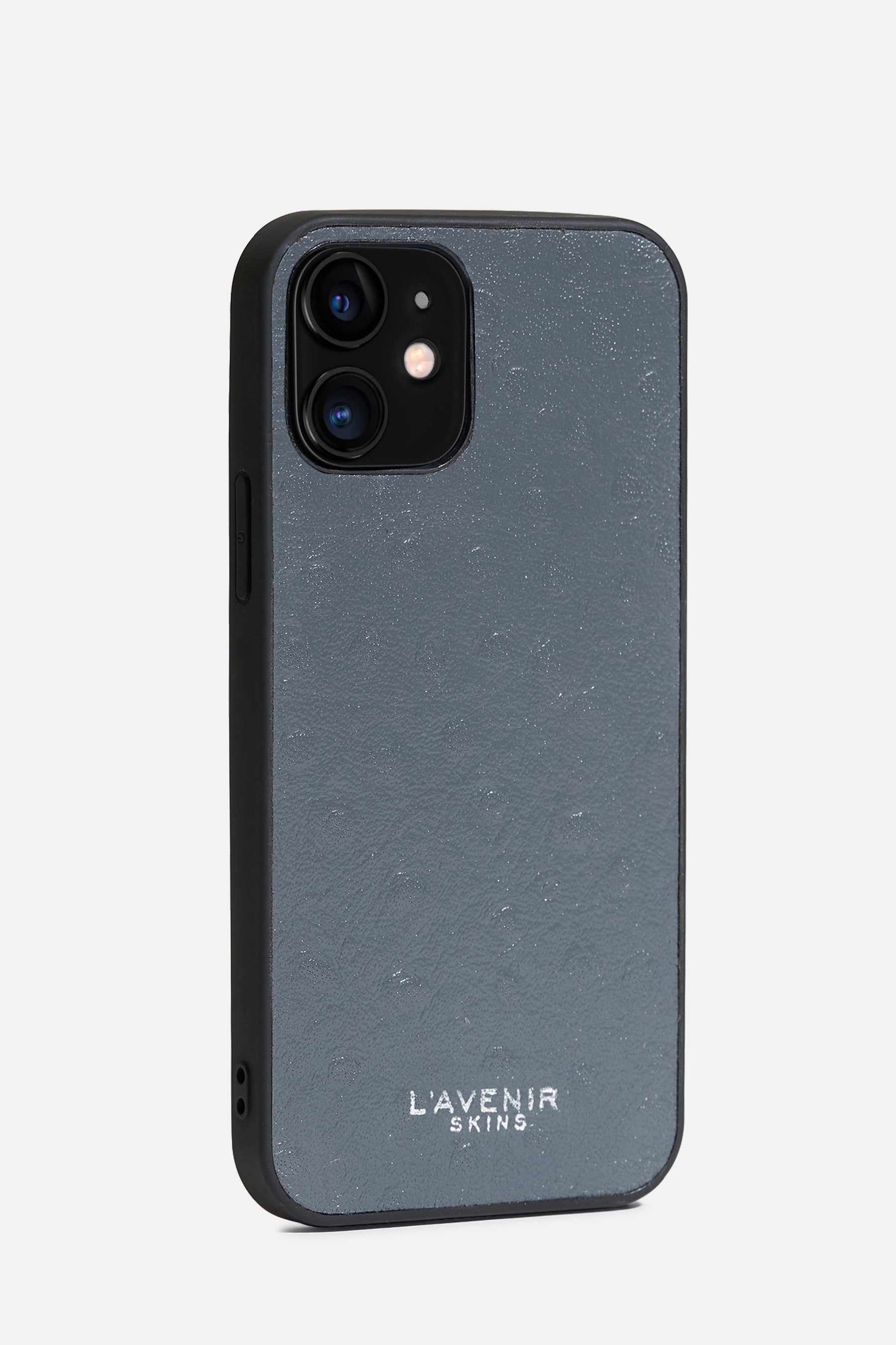 IPHONE SOLID CASE - OSTRICH LEATHER - GREY
