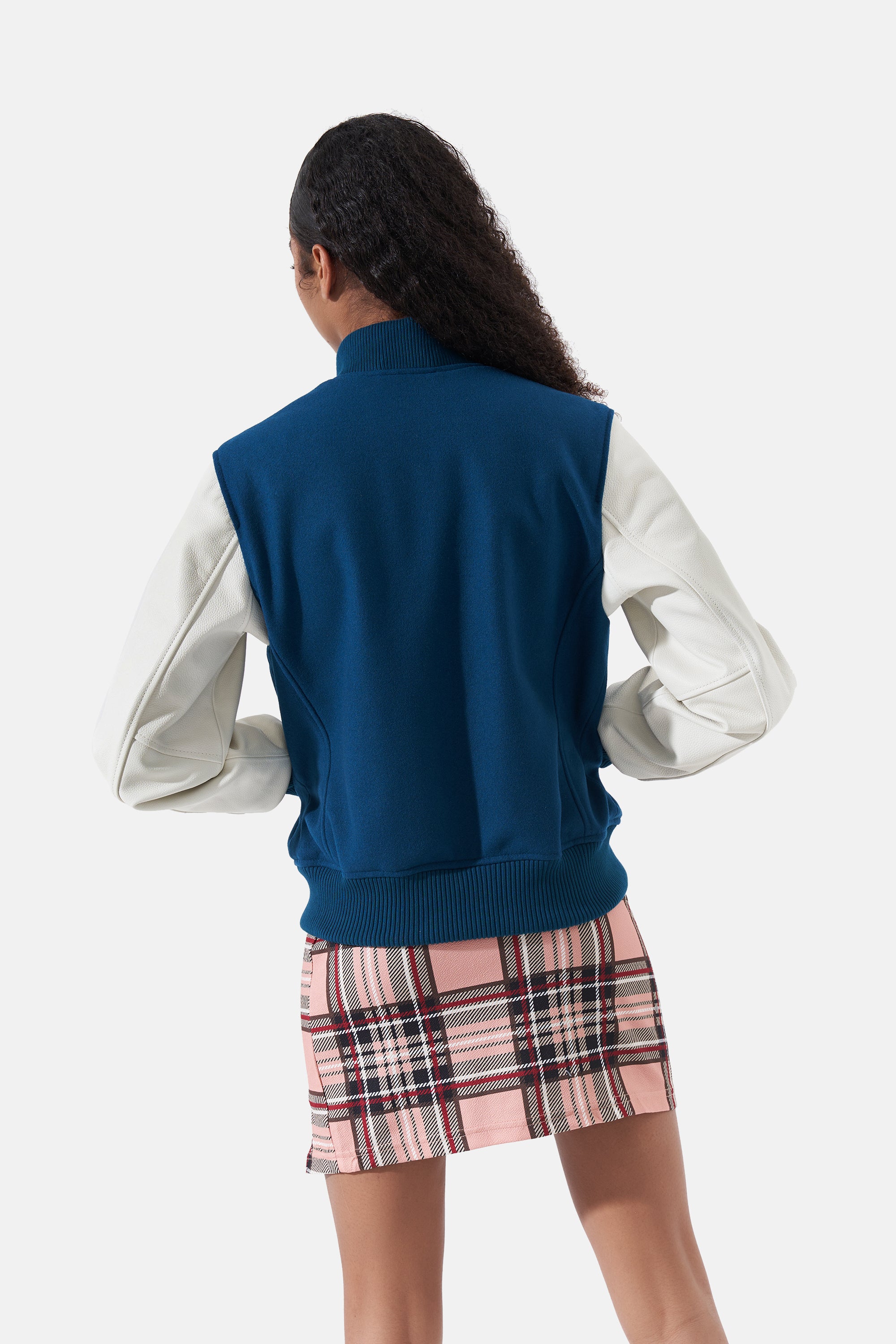 Avery - Leather Varsity - White & Duck Blue