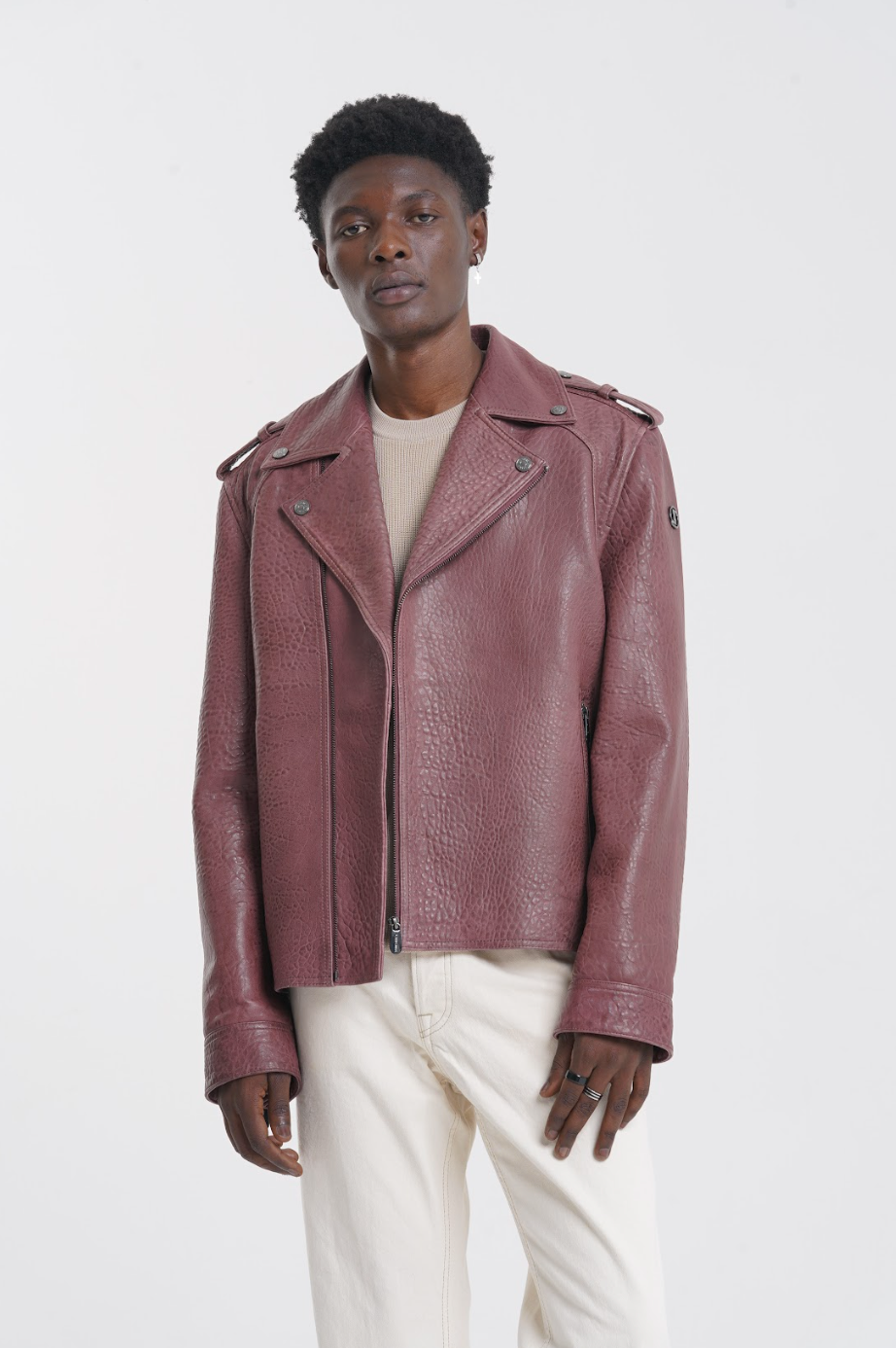 Klas Leather Biker Jacket Wine