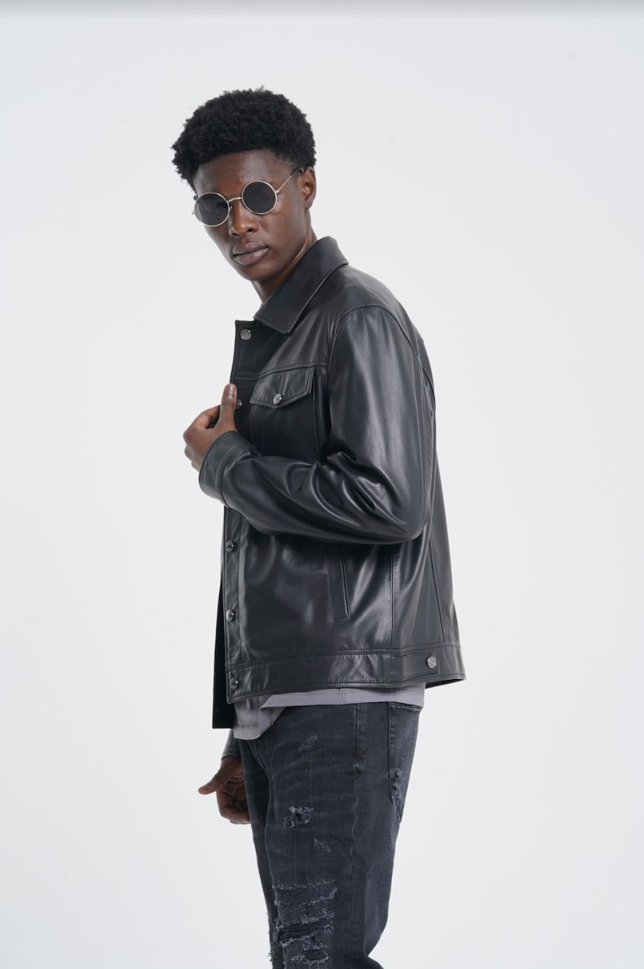 Cilo 2.0 - Leather Buttoned Jacket - Black