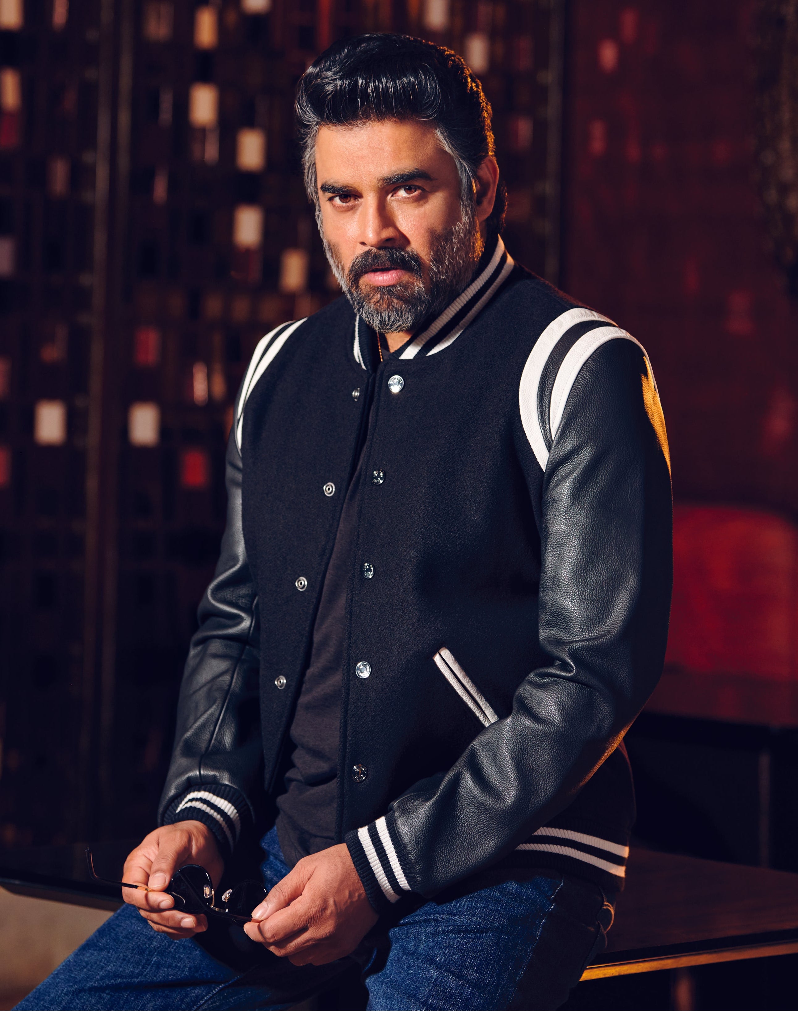 Magnus - Leather Varsity - Black & White