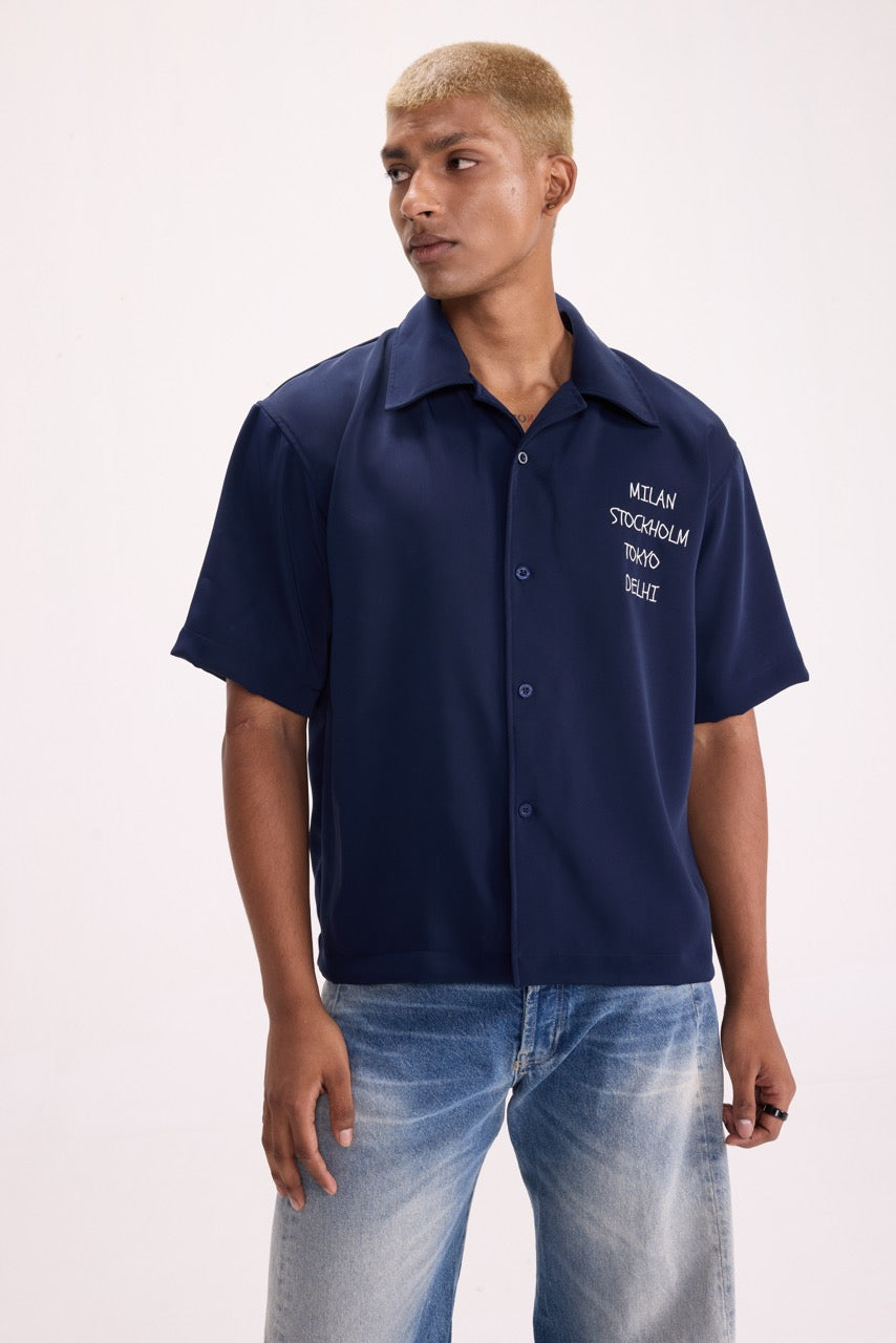 WORLD TOUR - Navy BOWLING SHIRT