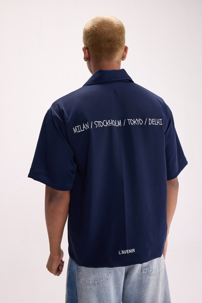 WORLD TOUR - Navy BOWLING SHIRT