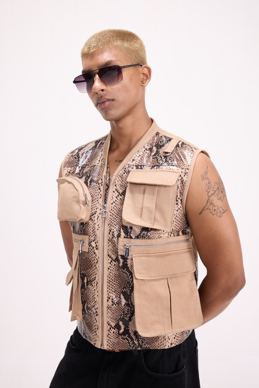 WILD CARD - PYTHON PRINT UTILITY GILET